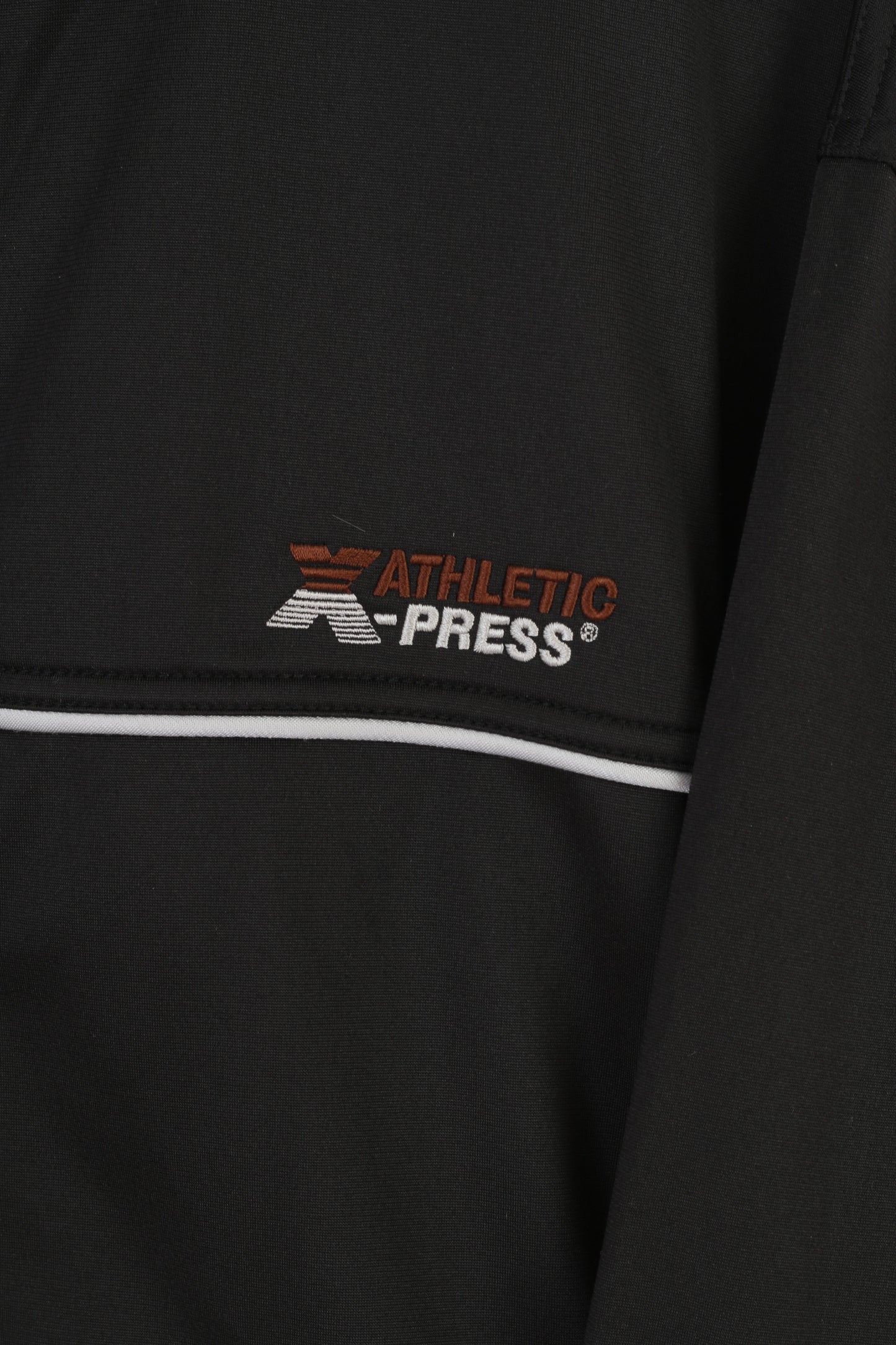 Athletic X-Press Men XL Sweatshirt Shiny Black Zip Up Retro Track Top