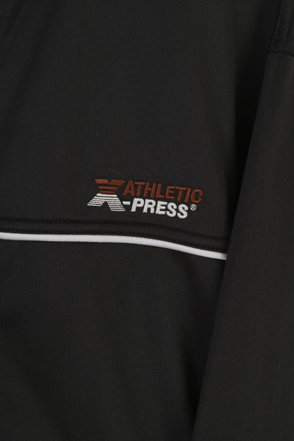 Athletic X-Press Men XL Sweatshirt Noir Brillant Zip Up Retro Track Top