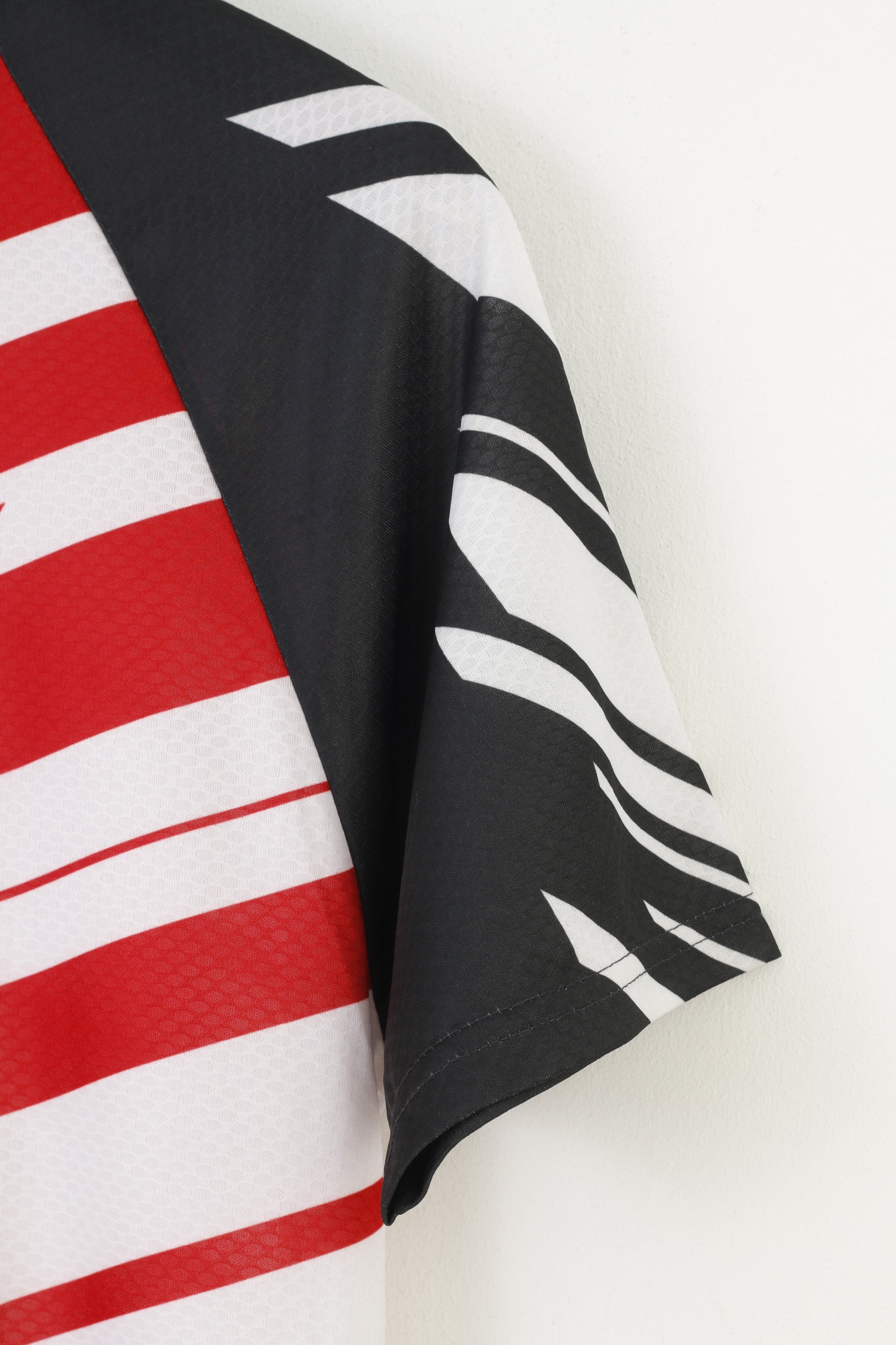 New Crivit Sports Men L 52/54 Cycling Shirt Zip Neck Red White Bike  Jersey Pockets Top