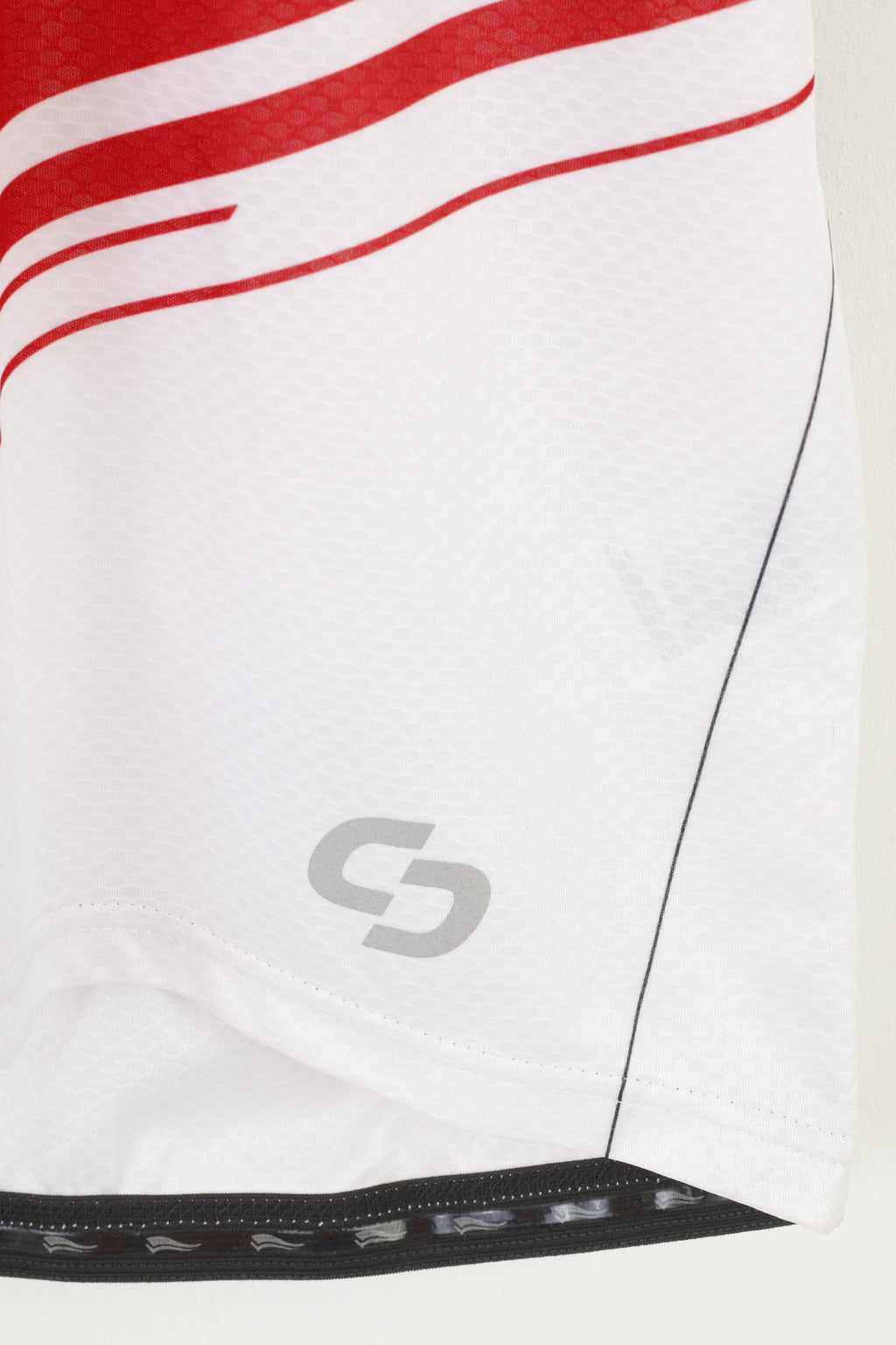 New Crivit Sports Men L 52/54 Cycling Shirt Zip Neck Red White Bike  Jersey Pockets Top