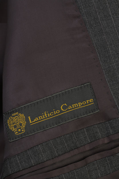 Lanificio Campore Homme 48 Costume Gris Via Piana Laine Rayé Haut Élégant