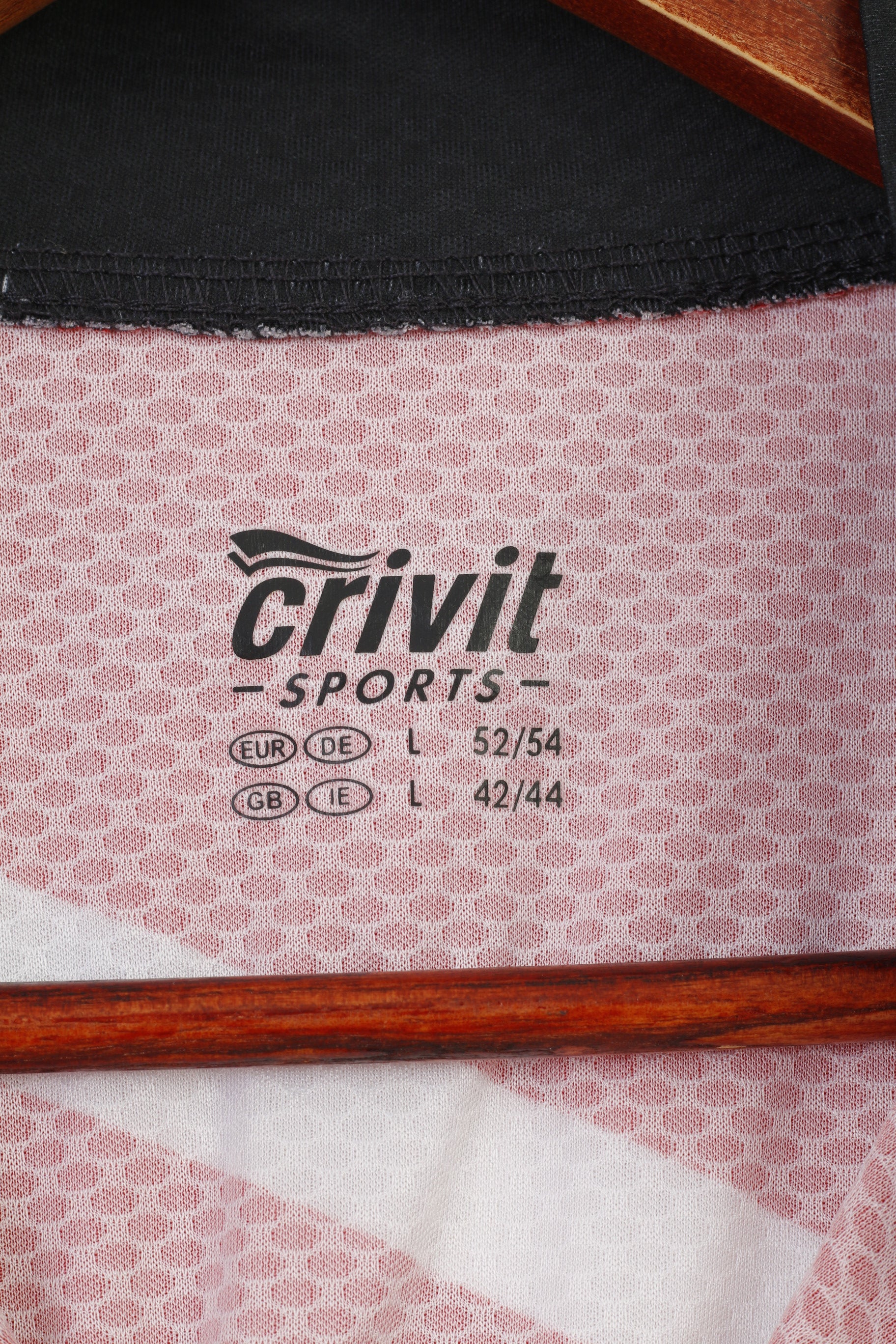 New Crivit Sports Men L 52/54 Cycling Shirt Zip Neck Red White