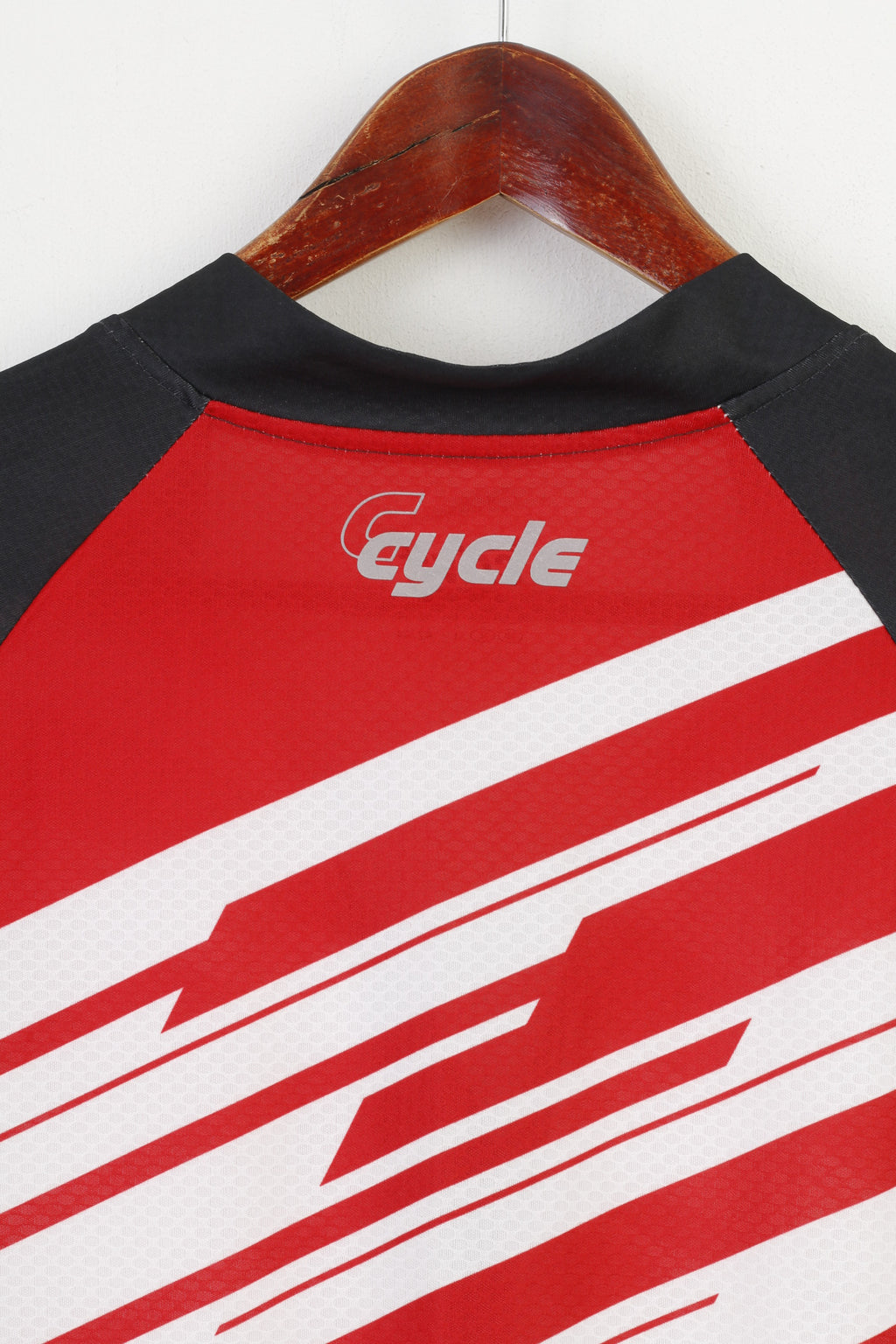 New Crivit Sports Men L 52/54 Cycling Shirt Zip Neck Red White Bike  Jersey Pockets Top
