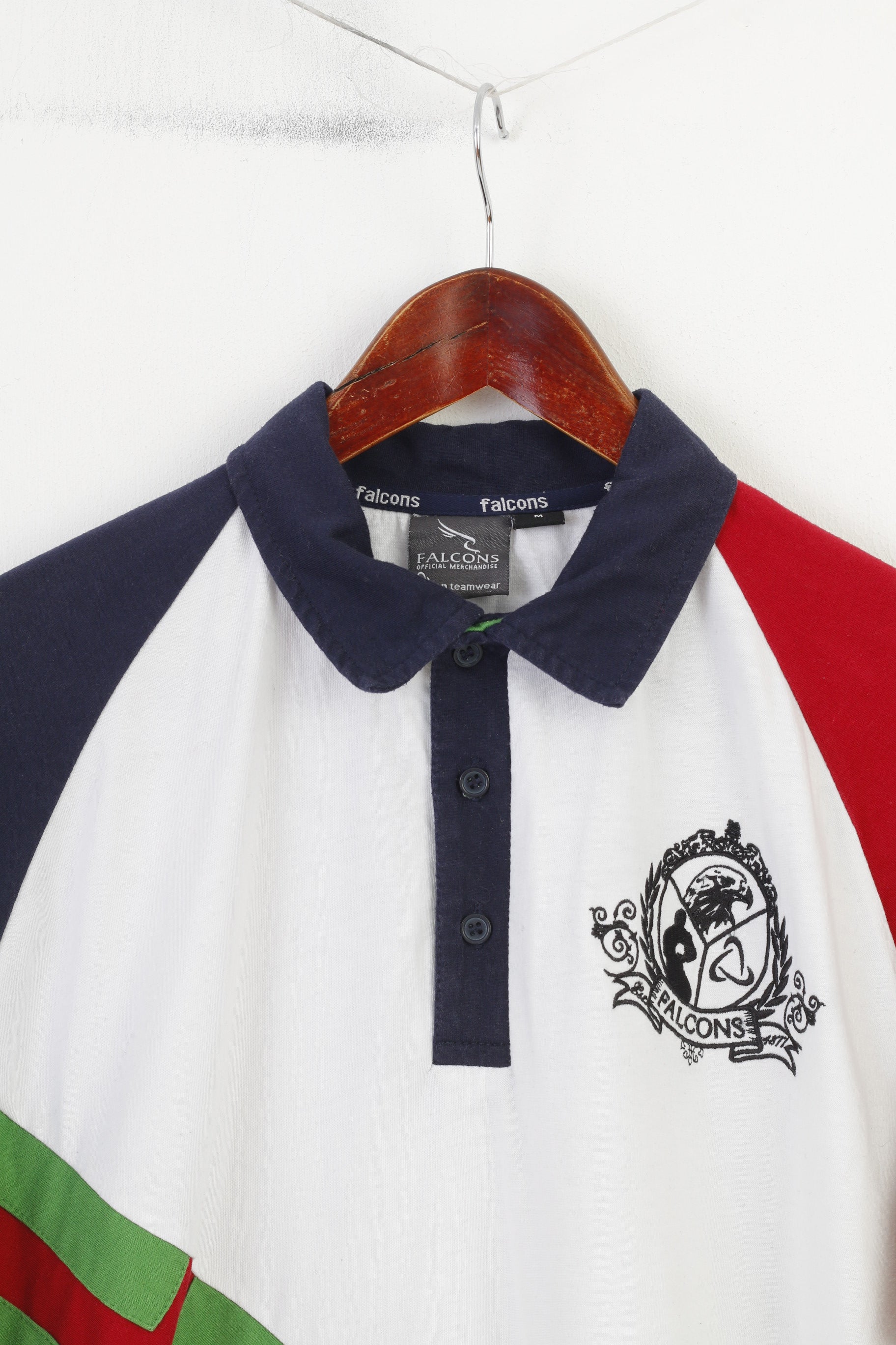 Falcons Men M Polo Shirt Cotton  Navy White American Football Atlanta Short Sleeve Top