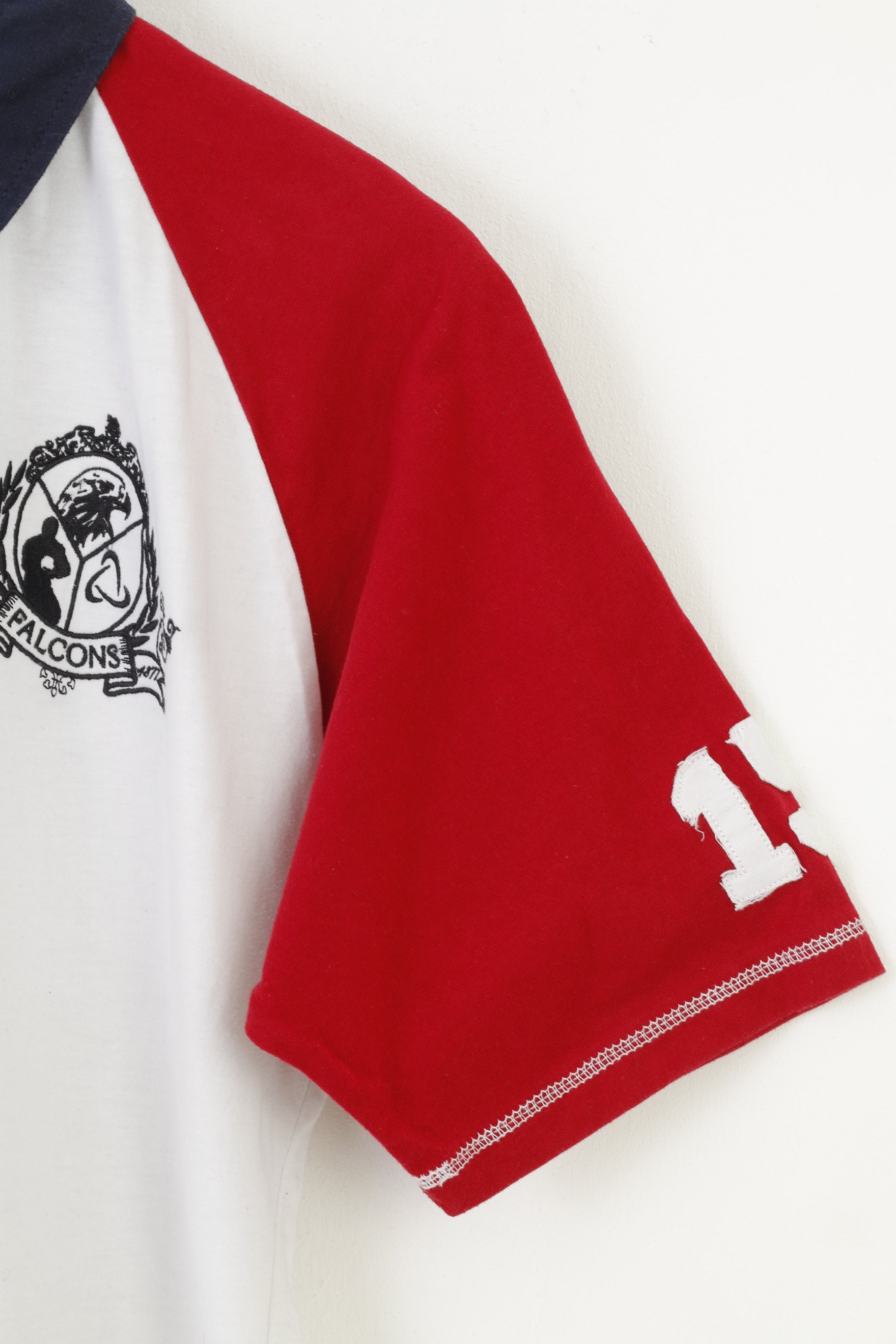 Falcons Men M Polo Shirt Cotton  Navy White American Football Atlanta Short Sleeve Top