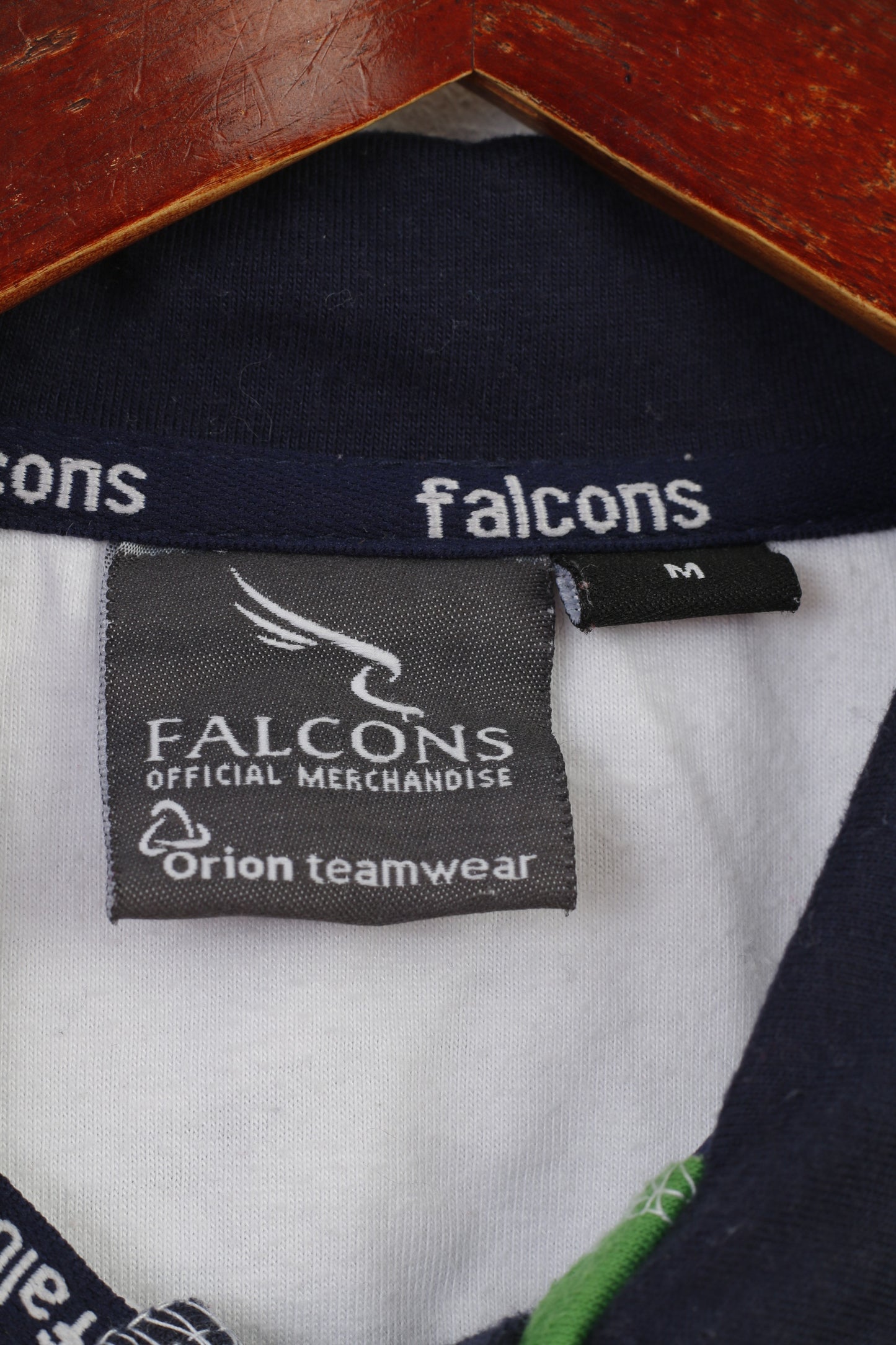 Falcons Men M Polo Shirt Cotton  Navy White American Football Atlanta Short Sleeve Top