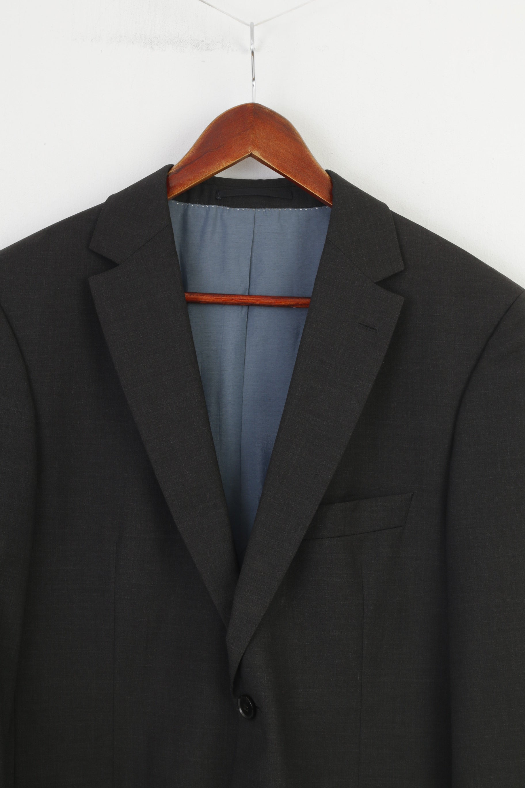 Hugo Boss Men 50 40 Blazer Charcoal Wool Single Breasted Vintage Jacket