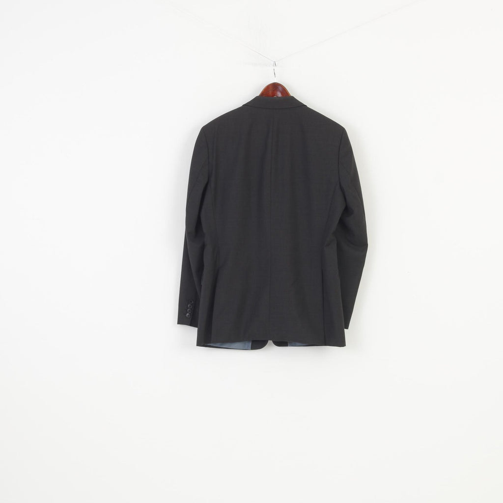 Hugo Boss Men 50 40 Blazer Charcoal Wool Single Breasted Vintage Jacket