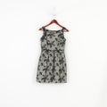 Donna Ricco New York Women 2P XS Dress Grey Shiny Flowers Printed Cocktail Mini 