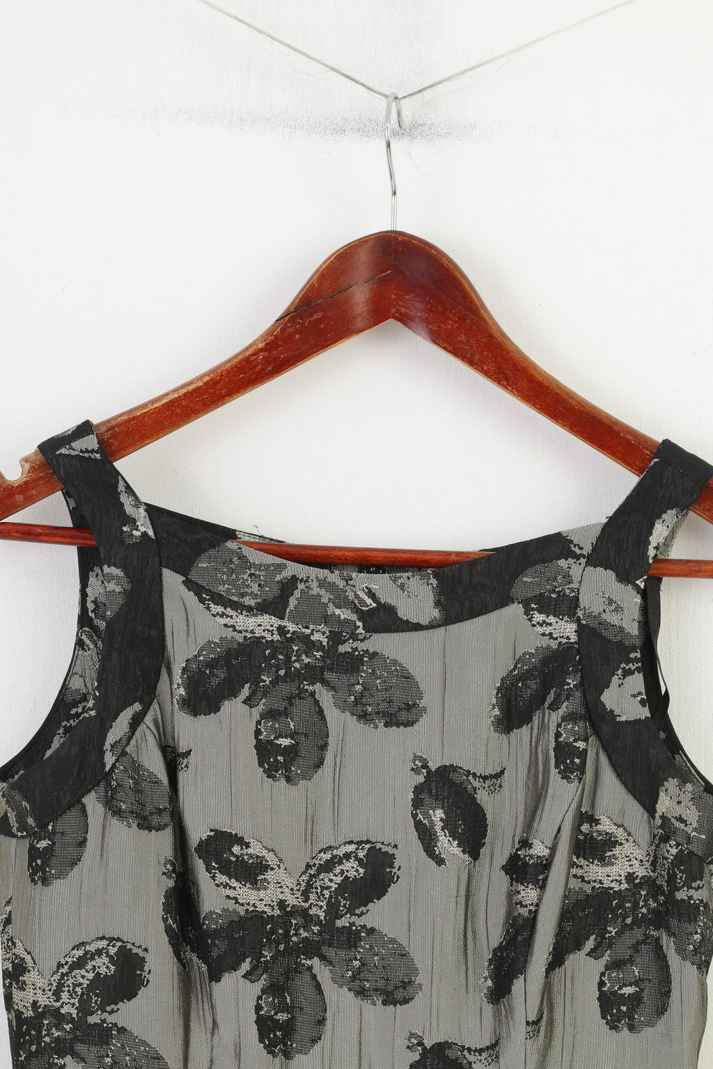 Donna Ricco New York Women 2P XS Dress Grey Shiny Flowers Printed Cocktail Mini