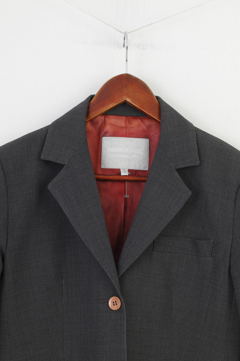 Patrick Cox Woman 40 10  Jacket Grey Long Sleeve Breasted Jacket Elegant  Pockets Top