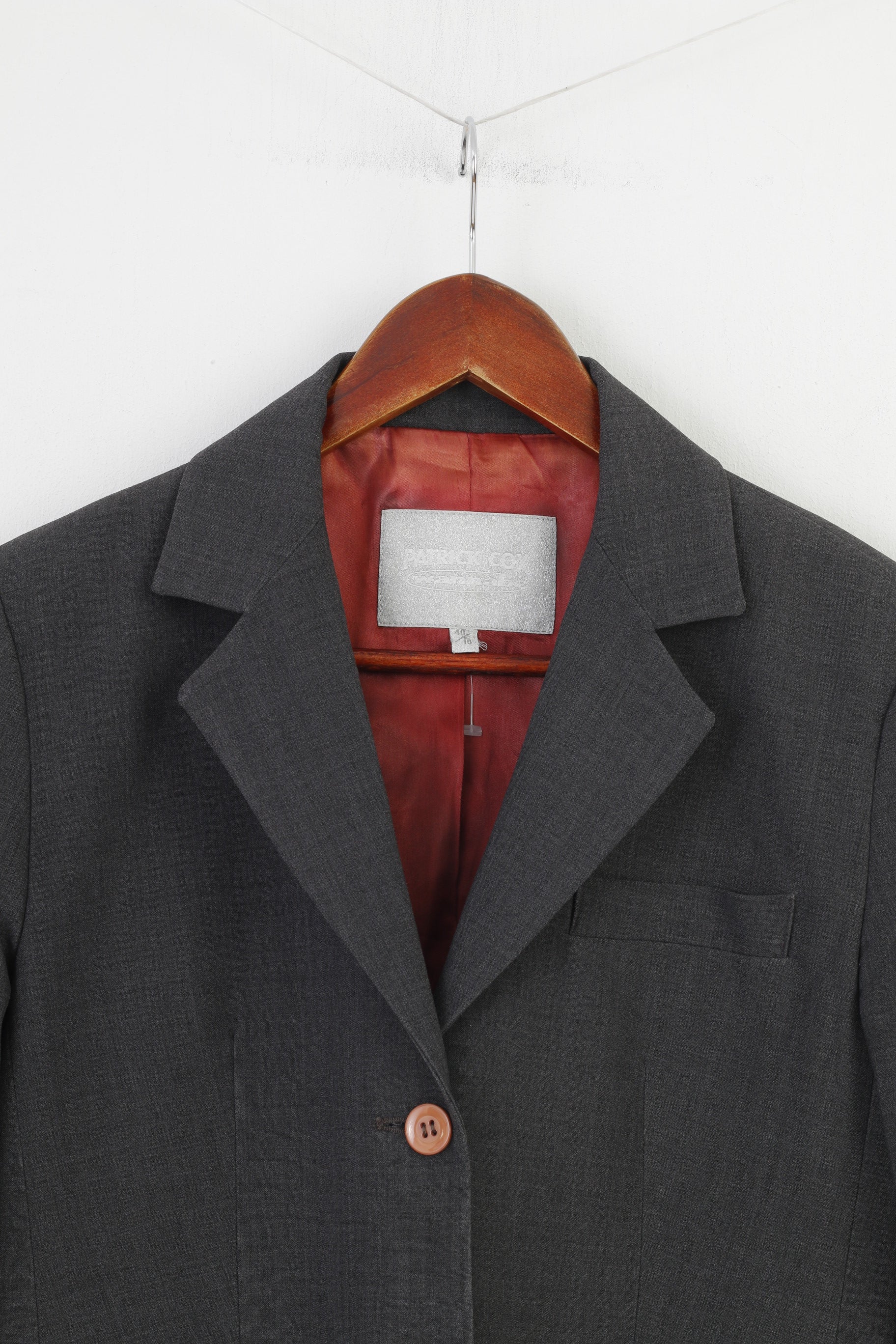 Patrick Cox Woman 40 10  Jacket Grey Long Sleeve Breasted Jacket Elegant  Pockets Top