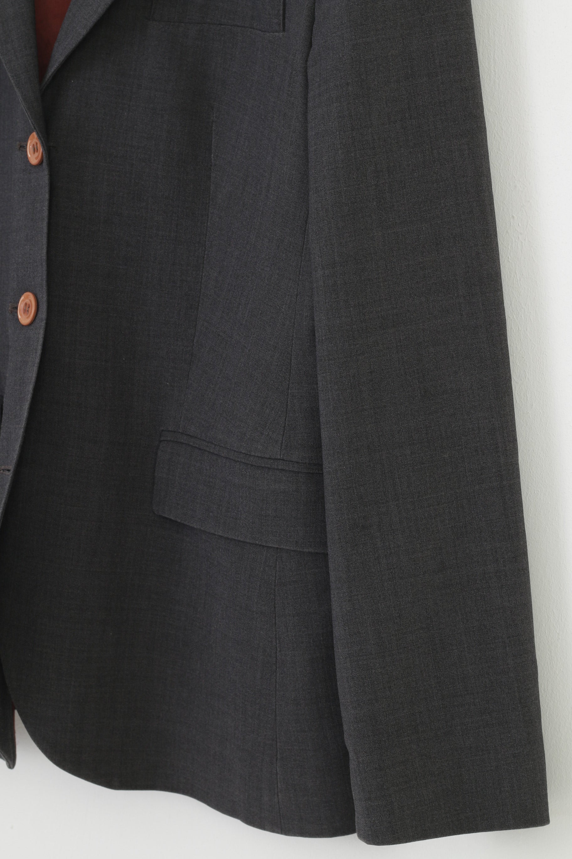 Patrick Cox Woman 40 10  Jacket Grey Long Sleeve Breasted Jacket Elegant  Pockets Top