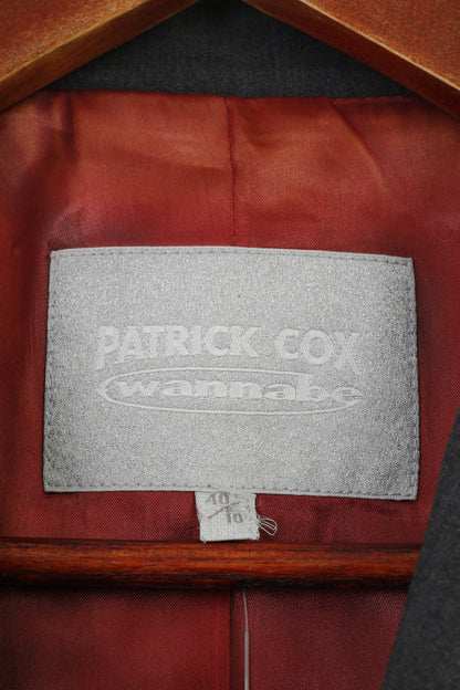 Patrick Cox Femme 40 10 Veste Grise Veste Boutonnée À Manches Longues Poches Élégantes Haut