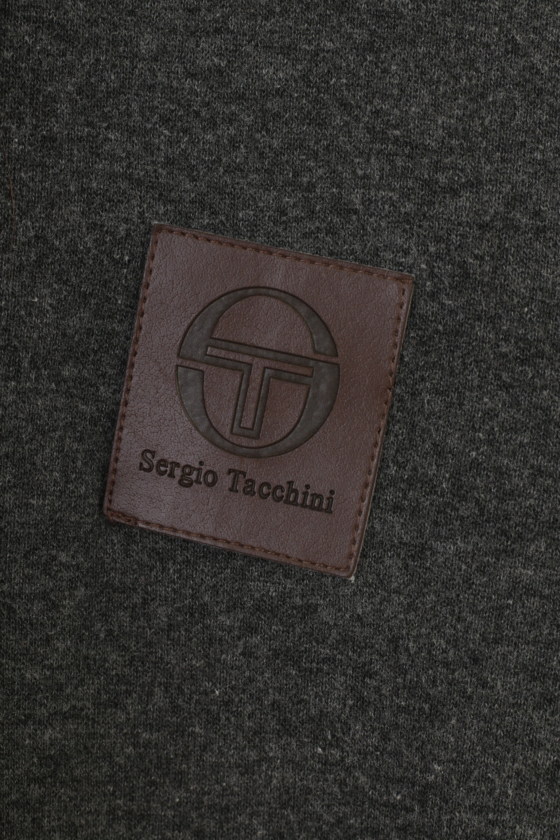 Sergio Tacchini Men S Sweatshirt Grey Hoodie Cotton Pads Zip Neck Vintage Top