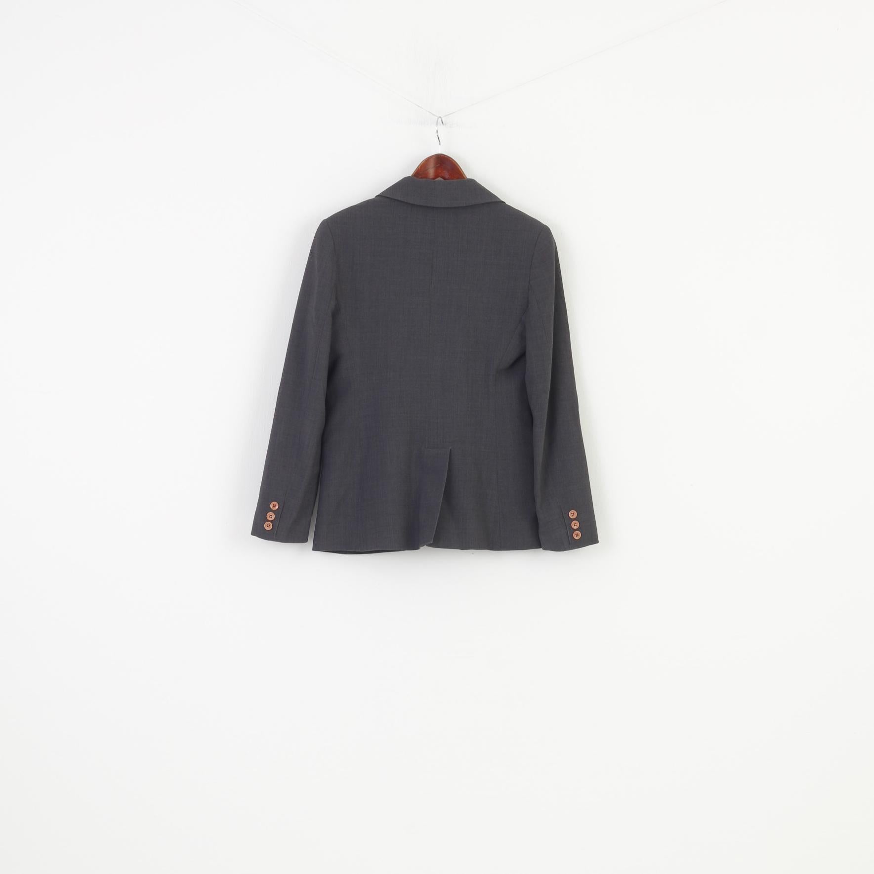 Patrick Cox Woman 40 10  Jacket Grey Long Sleeve Breasted Jacket Elegant  Pockets Top