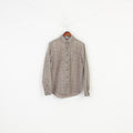 Penguin Men M Casual Shirt  Light Brown Heritage Slim Fit Flower  Cotton Long Sleeve Buttons Collar Top