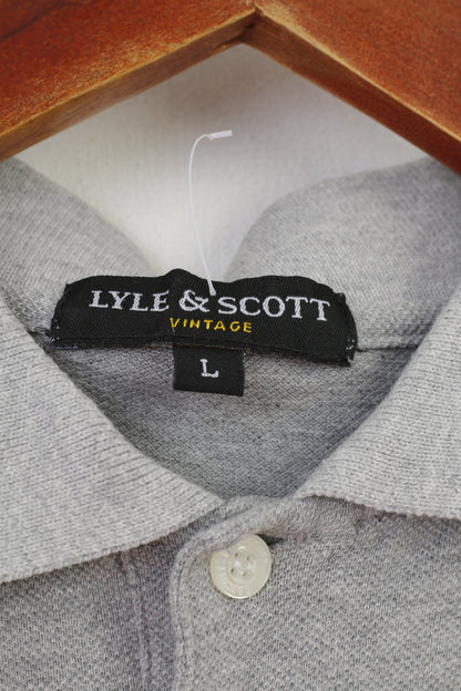 Lyle &amp; Scott Polo da uomo L Maglietta sportiva a maniche corte in cotone grigio vintage