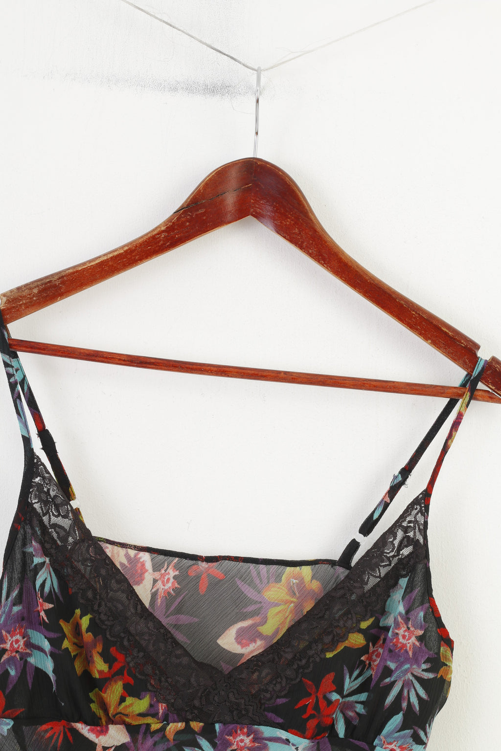 Vintage Women S Tank Top Spaghetti Strap Black Transparent  Flower Print Lace Summer  Top