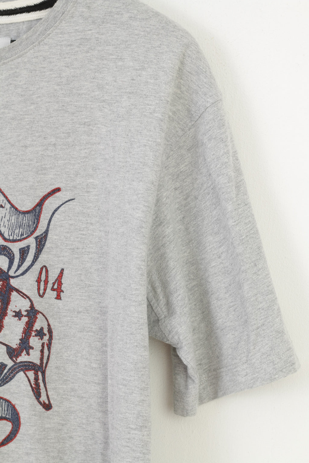 Canterbury Men L T-Shirt Grey Cotton Original Rugby Crew Neck