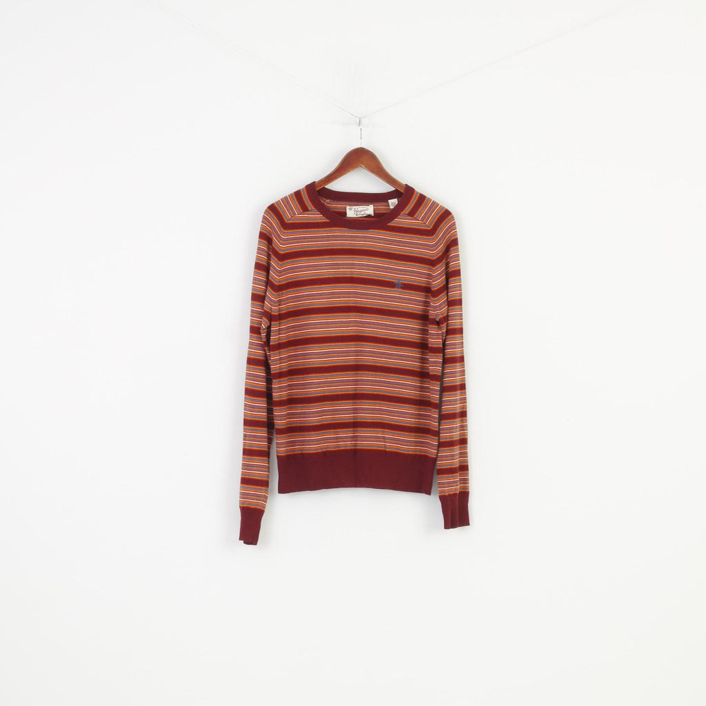 Penguin Men M Jumper Multicolor Cotton Striped Long Sleeve Top 