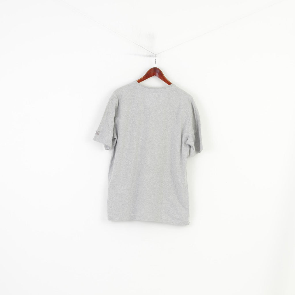 Canterbury Men L T-Shirt Grey Cotton Original Rugby Crew Neck