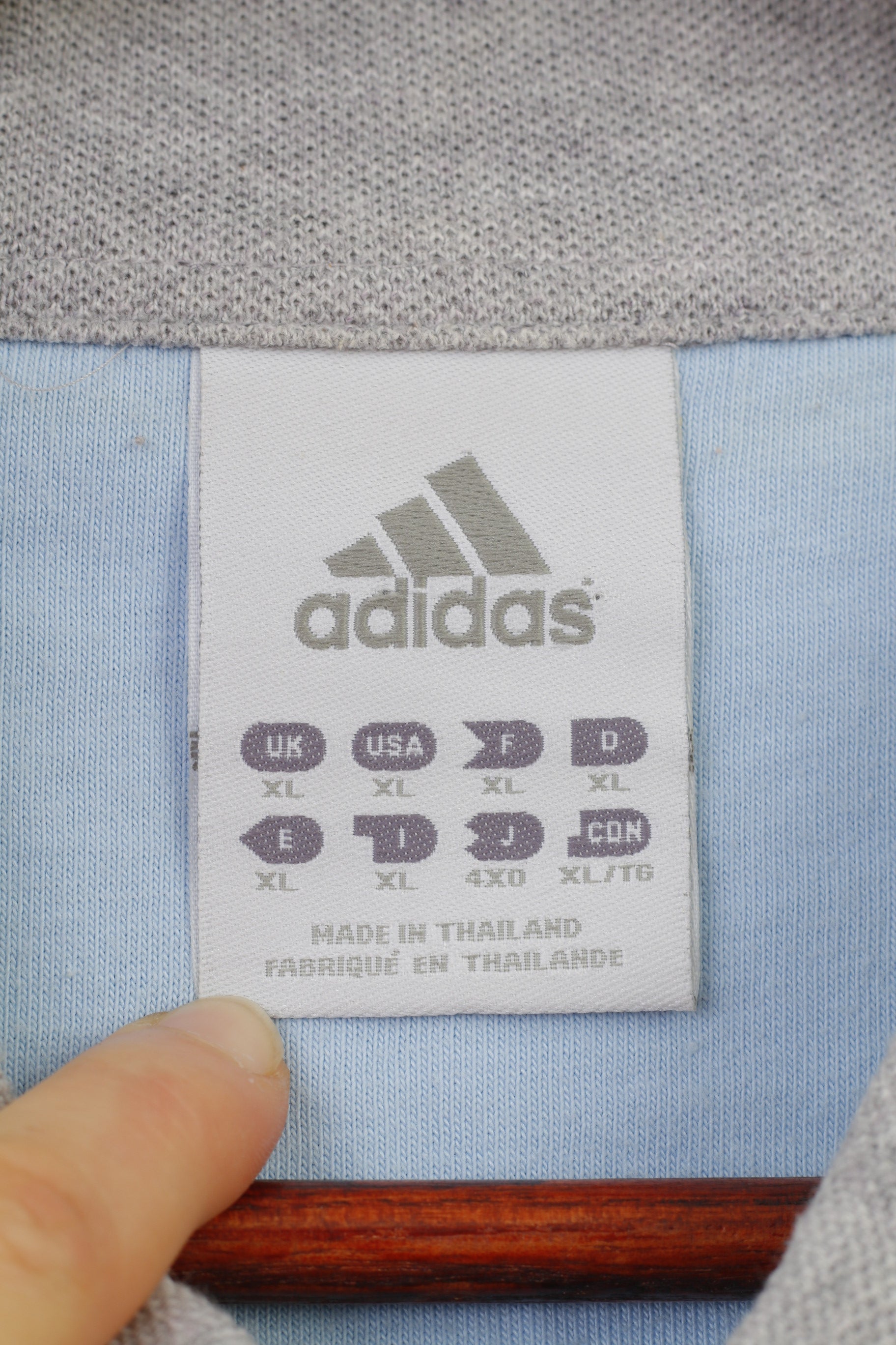 Adidas Men XL Polo Shirt Grey Sport Short Sleeve Cotton Vintage Top