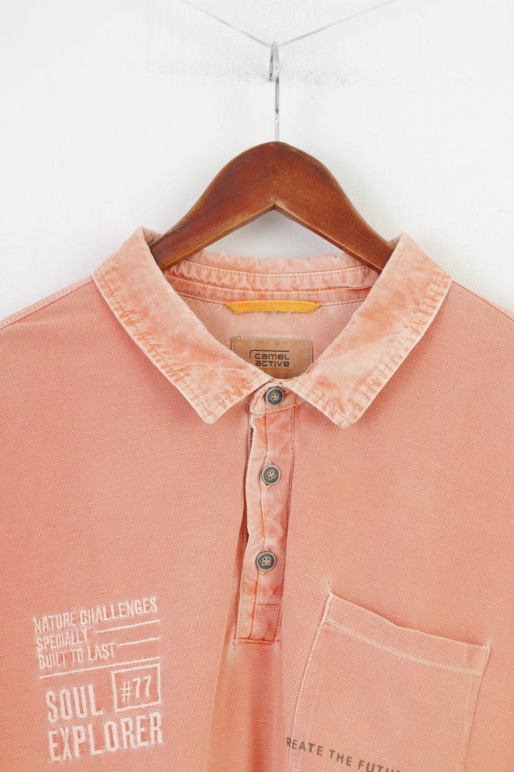 Polo Camel Active da uomo 6XL Top con colletto a maniche corte in cotone corallo