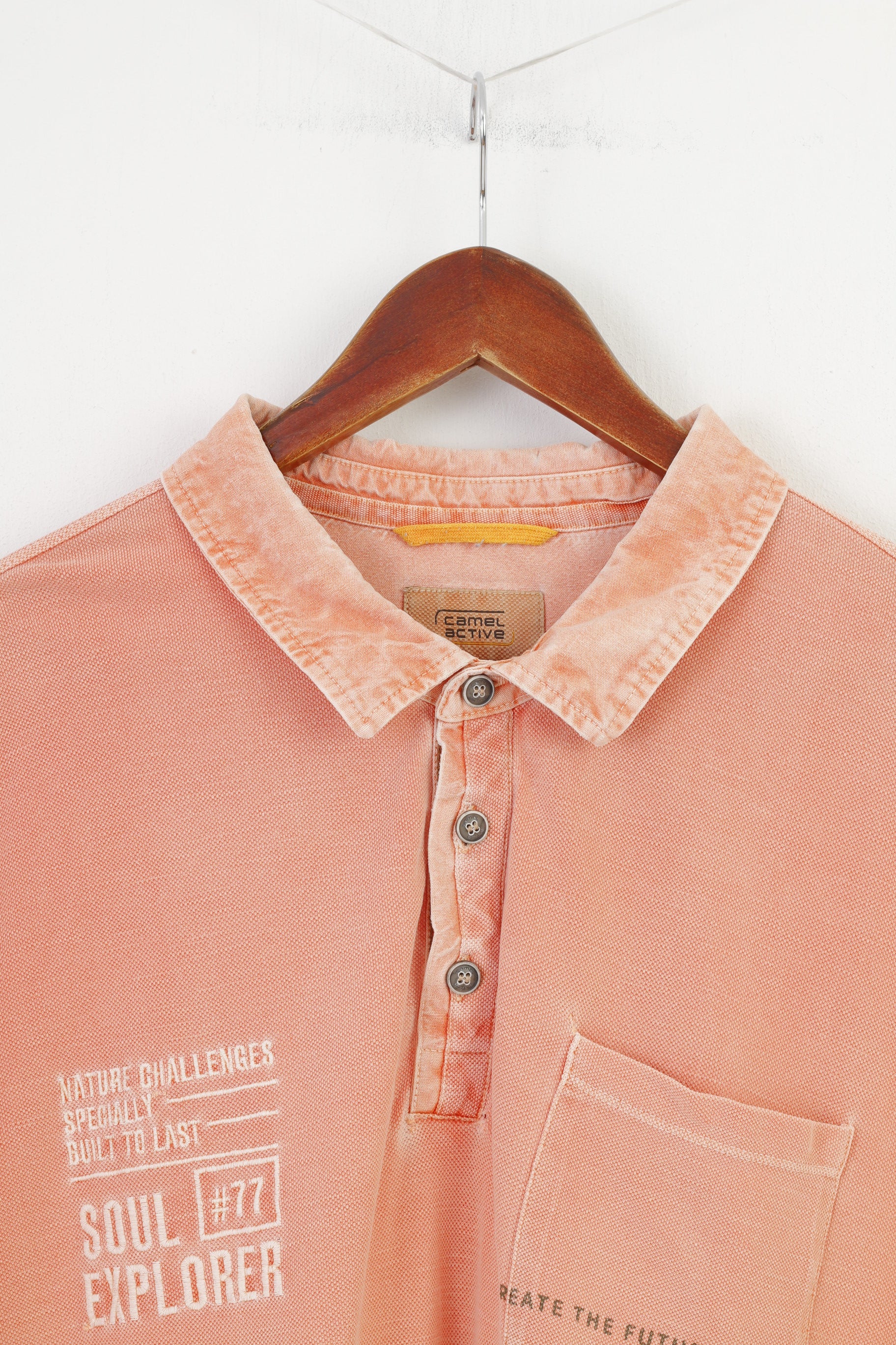 Polo Camel Active da uomo 6XL Top con colletto a maniche corte in cotone corallo