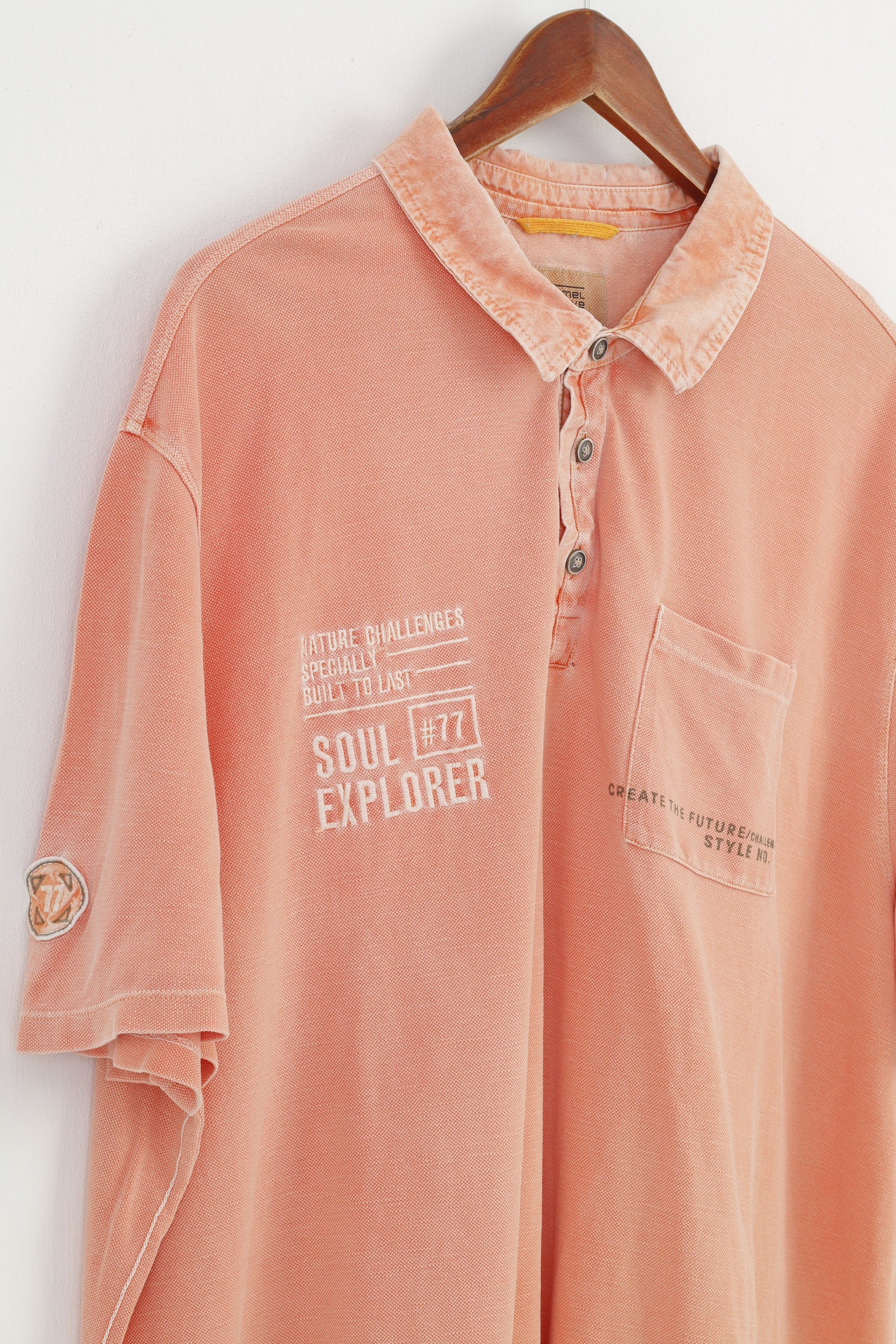 Polo Camel Active da uomo 6XL Top con colletto a maniche corte in cotone corallo