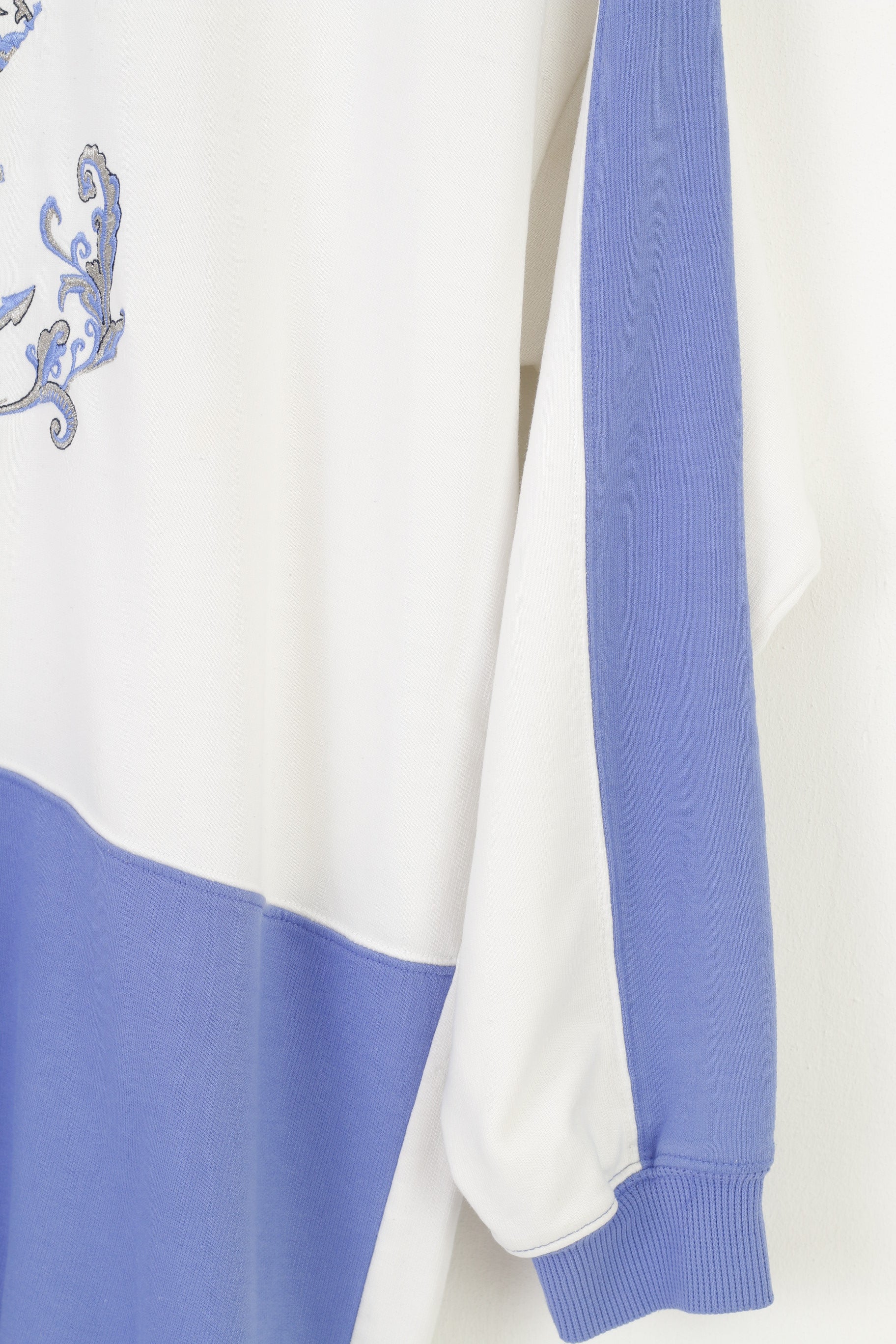 St Michael Women 10 M Sweatshirt White Jumper Sportswear Anchor Print Vintage Top