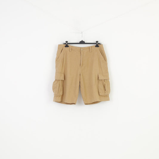 Timberland Men 36 Short Beige Linen Summer Pockets Retro Style Top