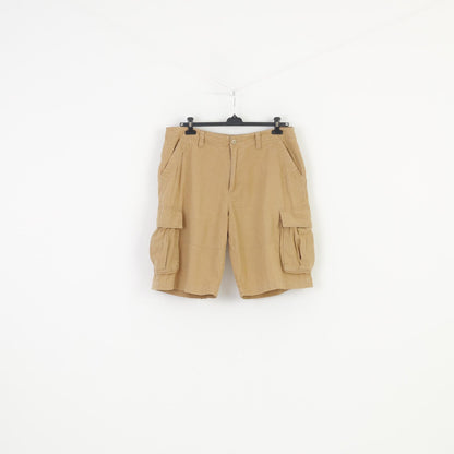 Timberland Men 36 Short Beige Linen Summer Pockets Retro Style Top