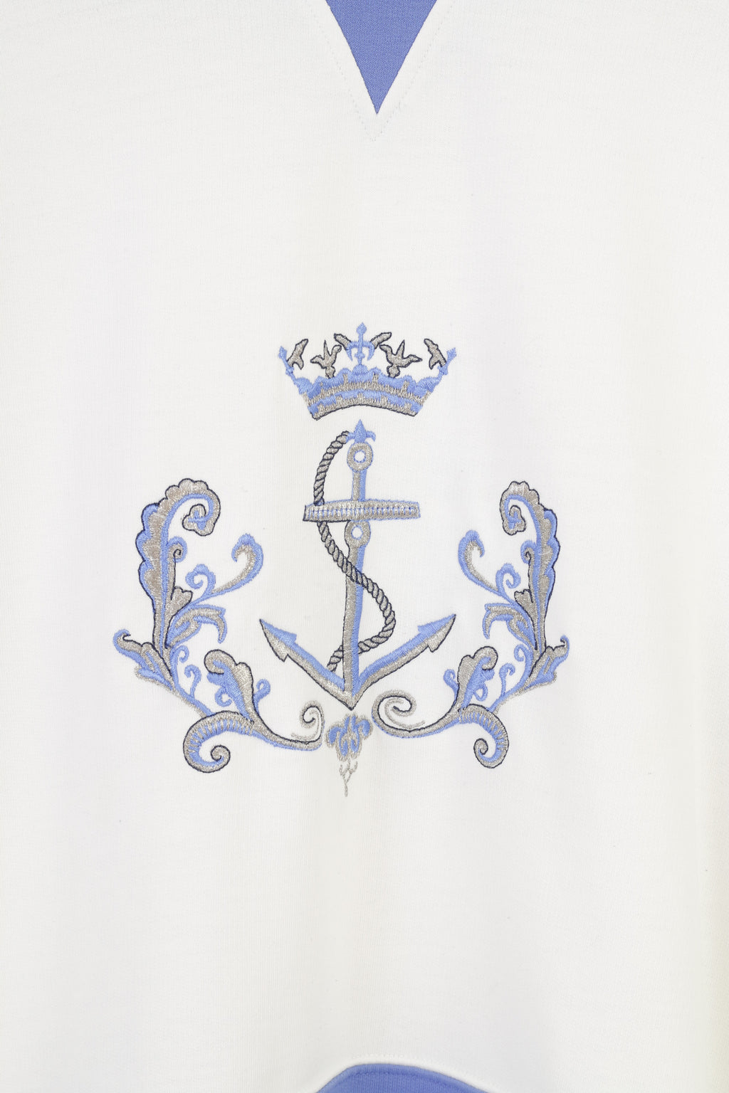 St Michael Women 10 M Sweatshirt White Jumper Sportswear Anchor Print Vintage Top