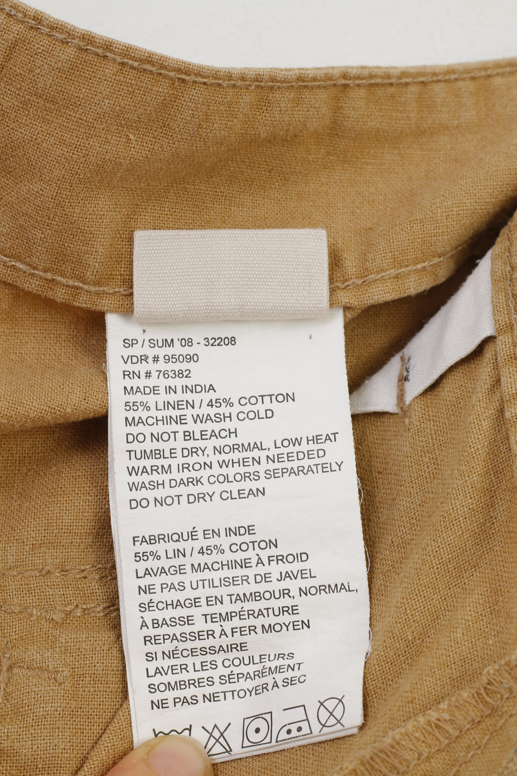 Timberland Uomo 36 Top cargo stile retrò con tasche estive in lino beige corto