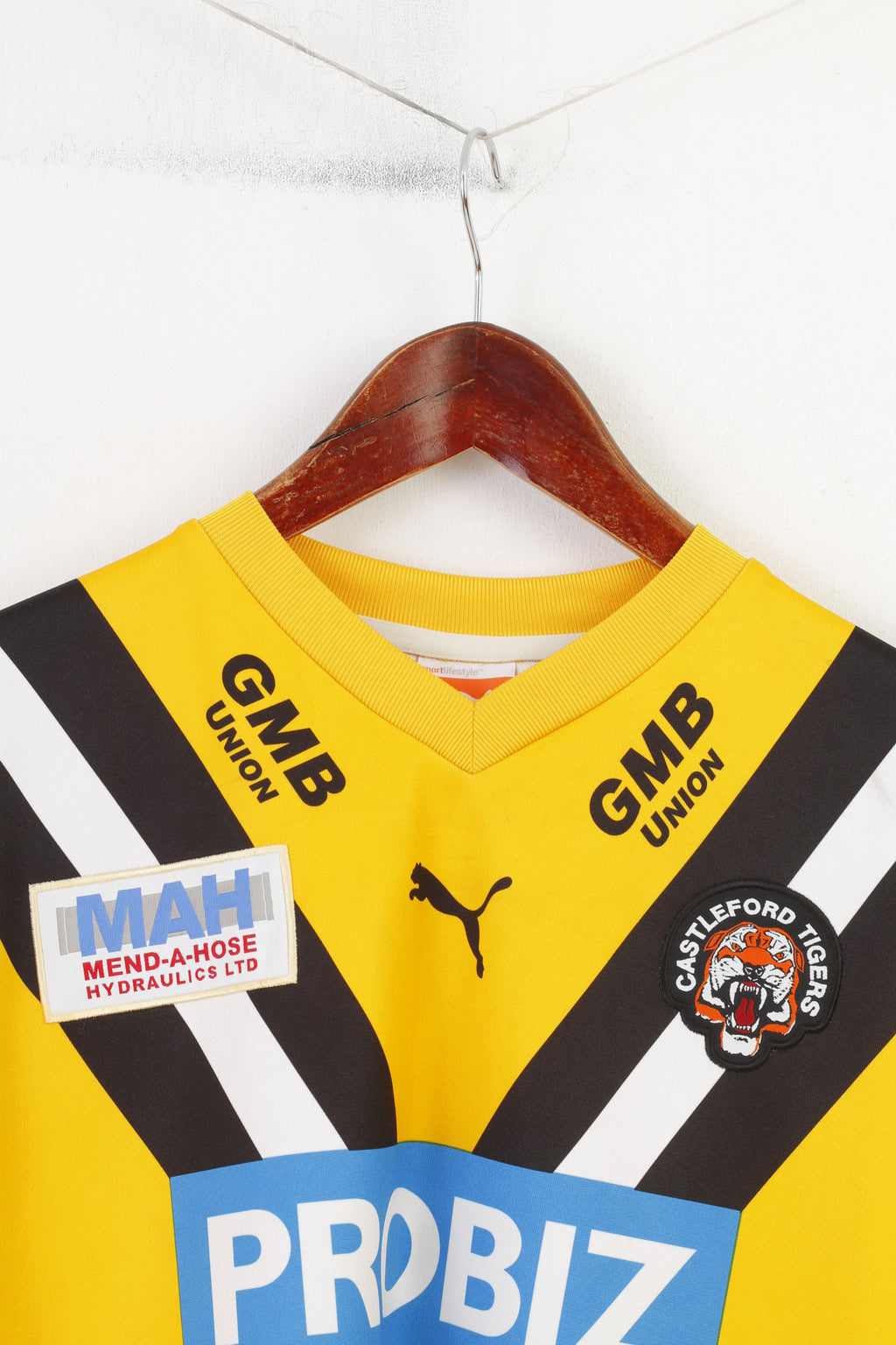 Puma Castleford Tigers Garçons 164 14 Âge Chemise Sportswear GMB Union Jaune Haut 