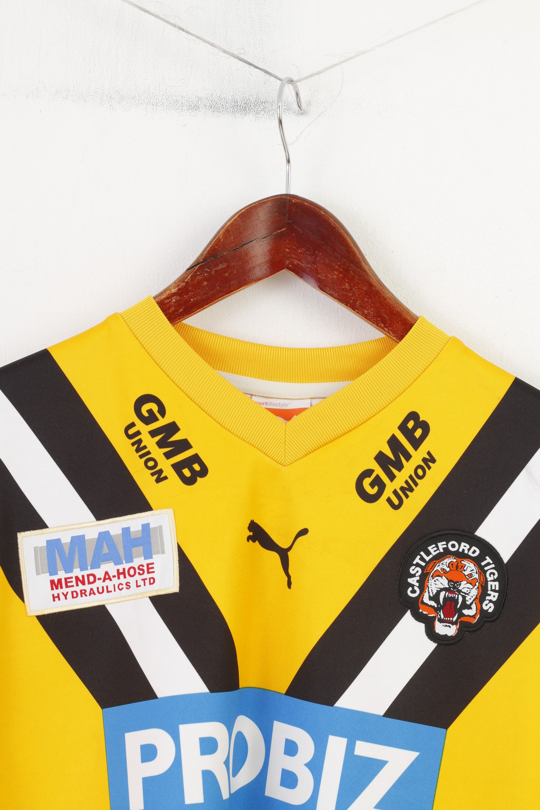 Puma Castleford Tigers Garçons 164 14 Âge Chemise Sportswear GMB Union Jaune Haut 