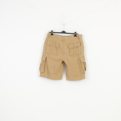 Timberland Men 36 Short Beige Linen Summer Pockets Retro Style Cargo Top