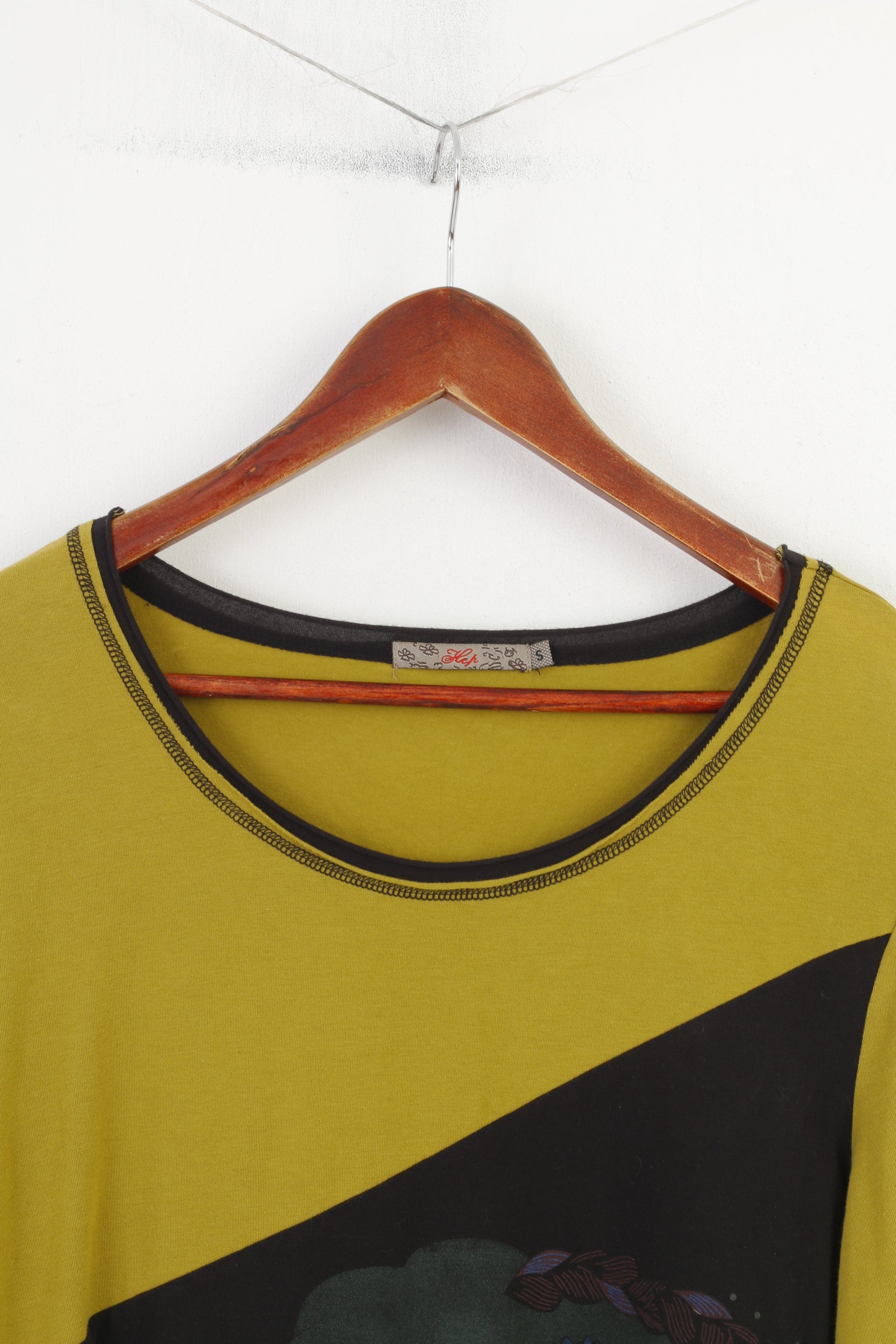 Hep Femmes S Chemise Graphique Vert Manches Longues Col Rond Stretch Top 