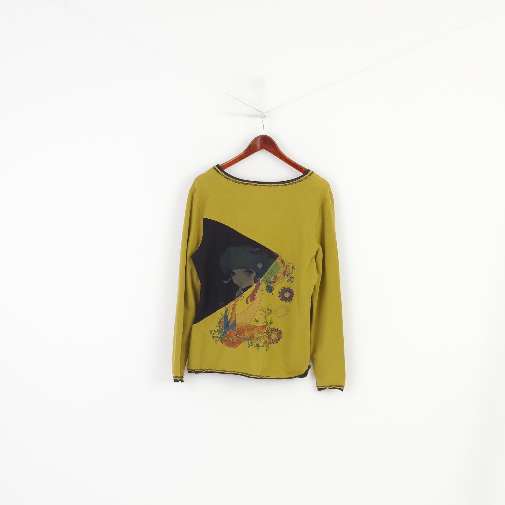 Hep Women S Shirt Graphic Green Long Sleeve Crew Neck Stretch Top