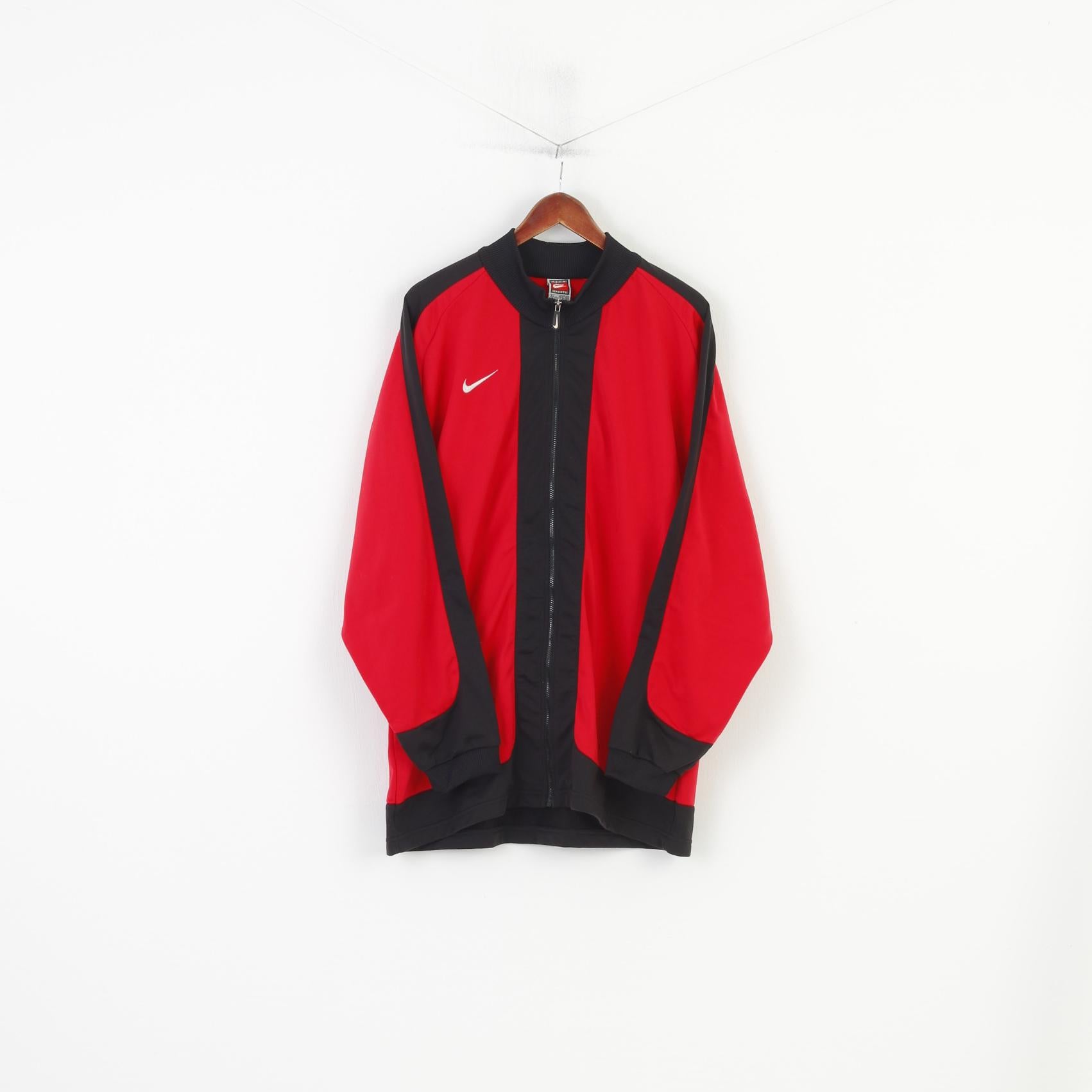 Nike Men L 44 Sweatashirt Sport Training Red Full Zipper Vintage