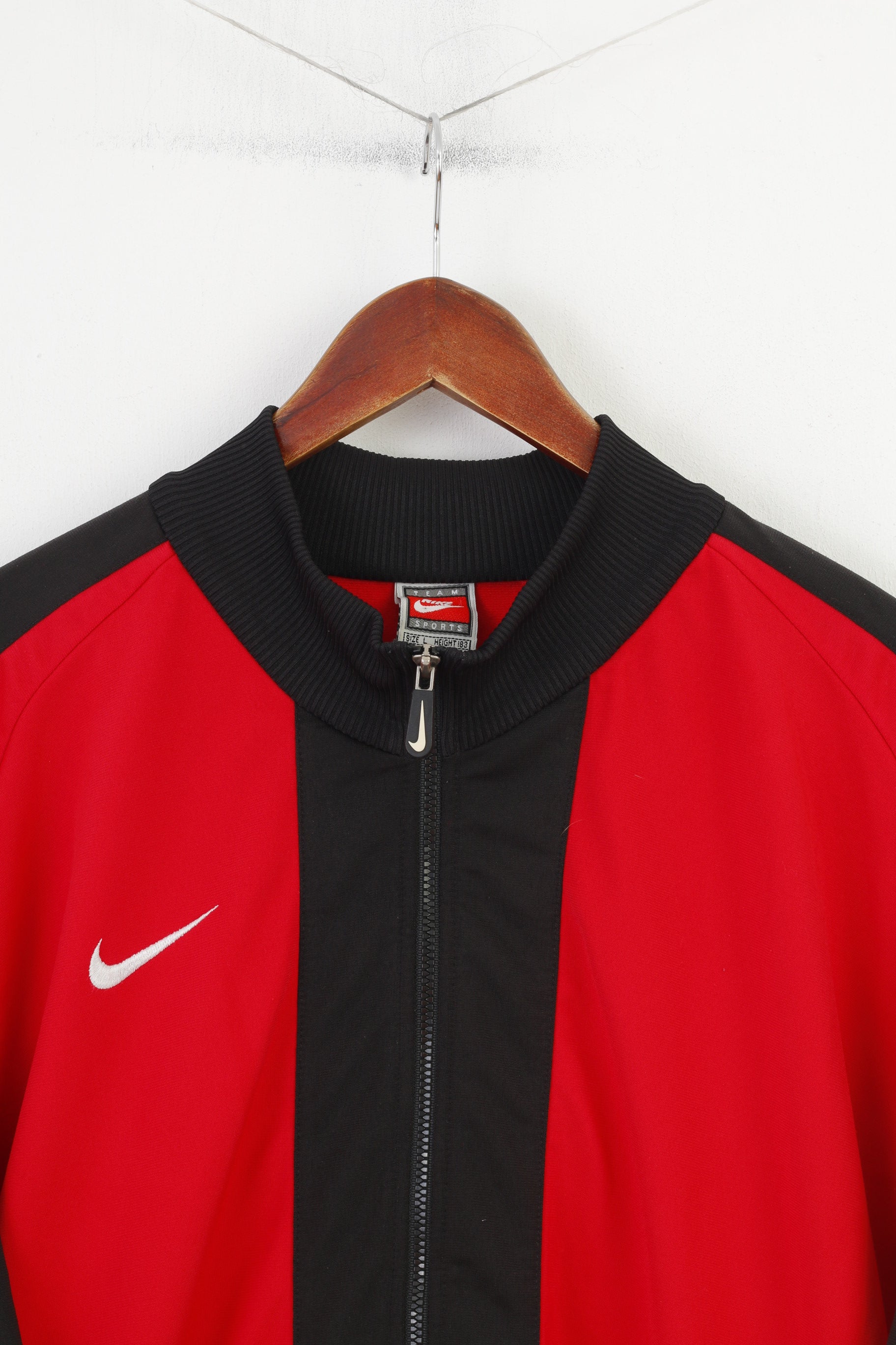 Nike Air Men L 44 Sweatashirt Sport Training Red Full Zipper Vintage