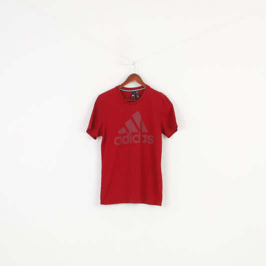 Adidas Men S T-Shirt Burgundy Short Sleeve Cotton Sport Sportwear Top 