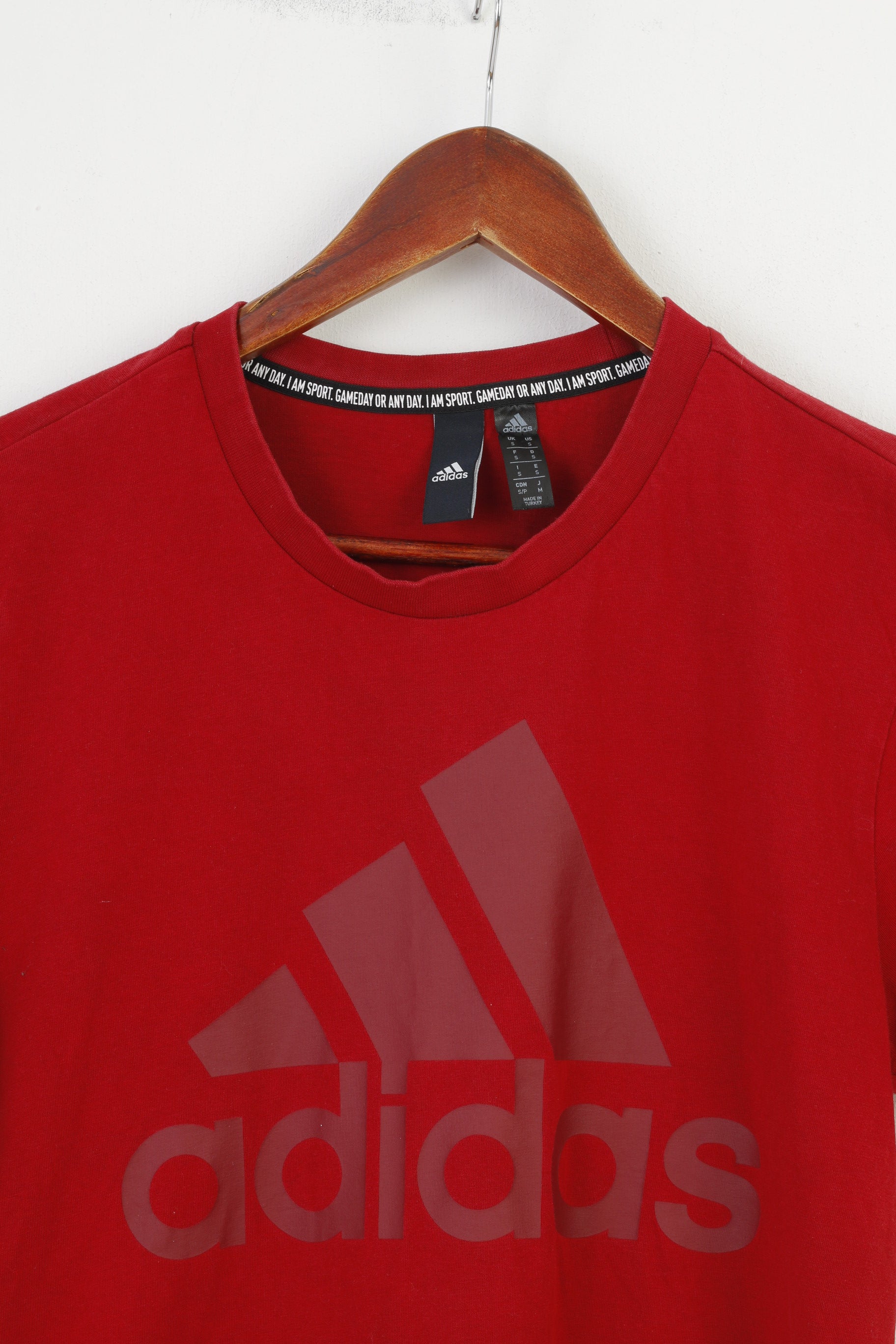 Adidas Men S T-Shirt Burgundy Short Sleeve Cotton Sport Sportwear Top