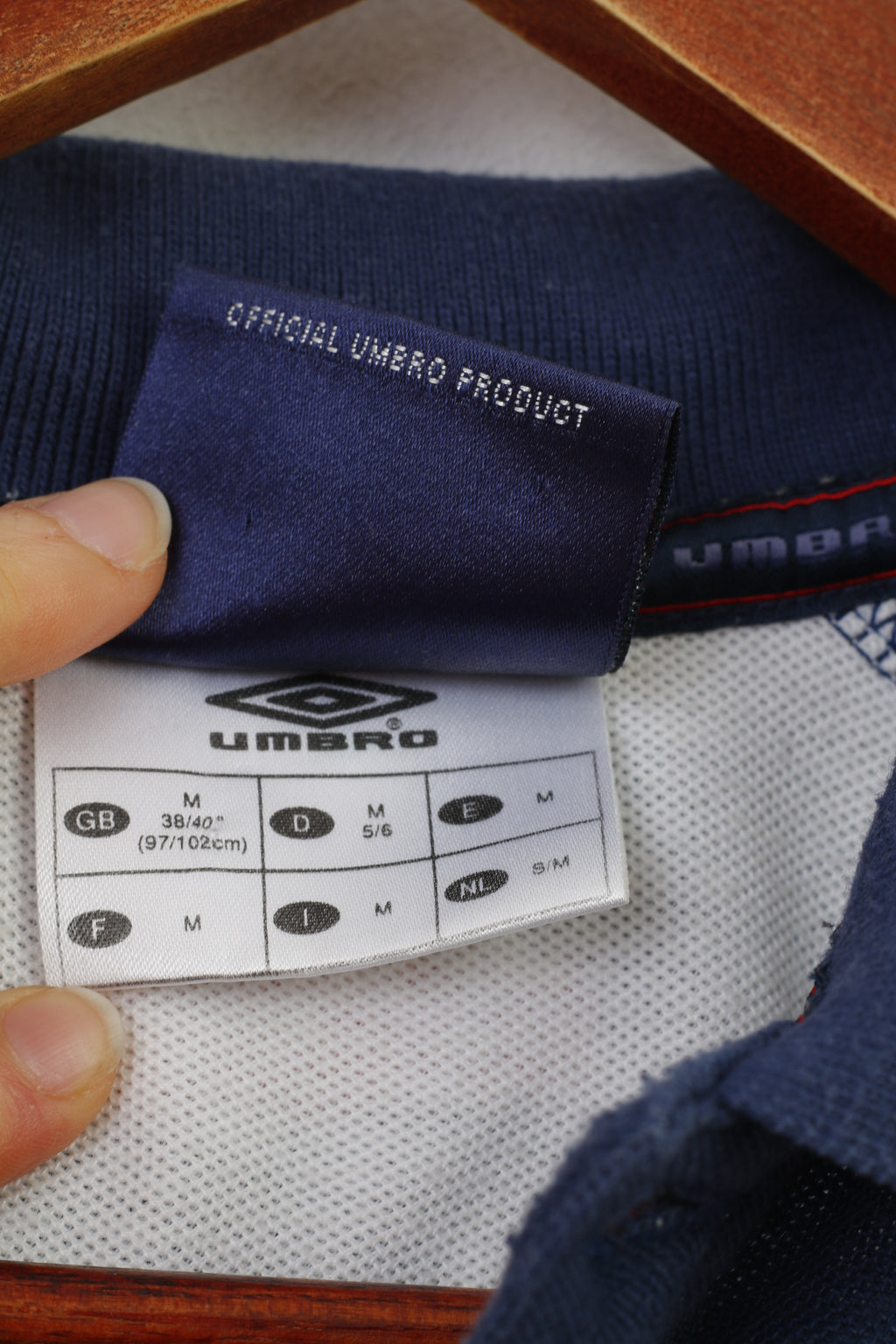Umbro Men M 38 Polo Shirt Navy Cotton Sport Short Sleeve Vintage Top