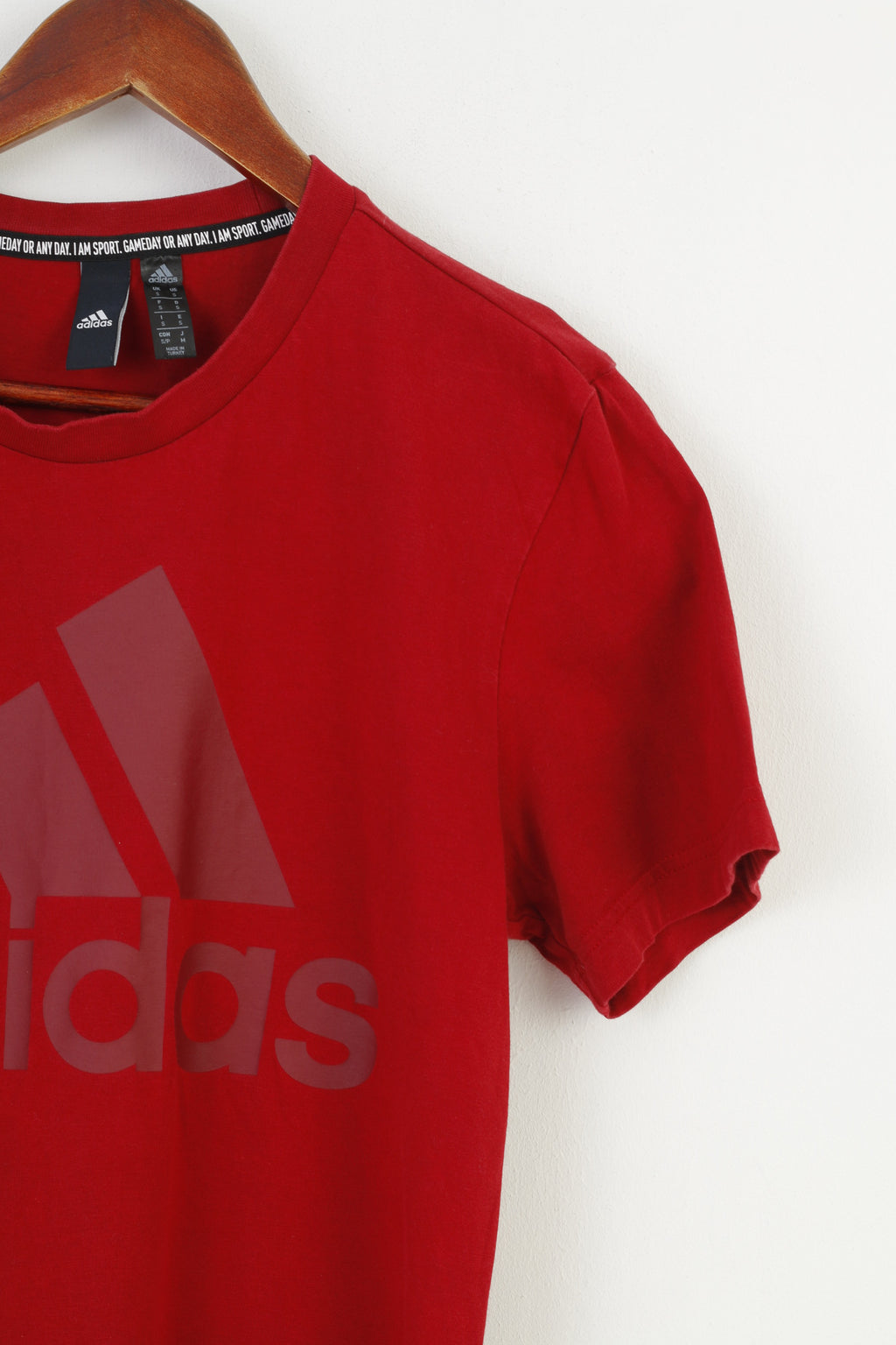 Adidas Men S T-Shirt Burgundy Short Sleeve Cotton Sport Sportwear Top