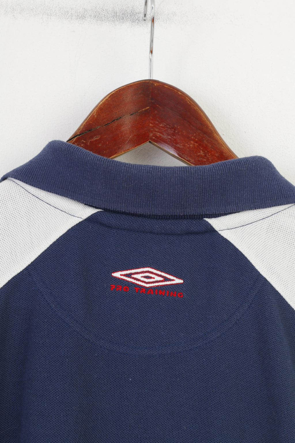 Umbro Men M 38 Polo Shirt Navy Cotton Sport Short Sleeve Vintage Top