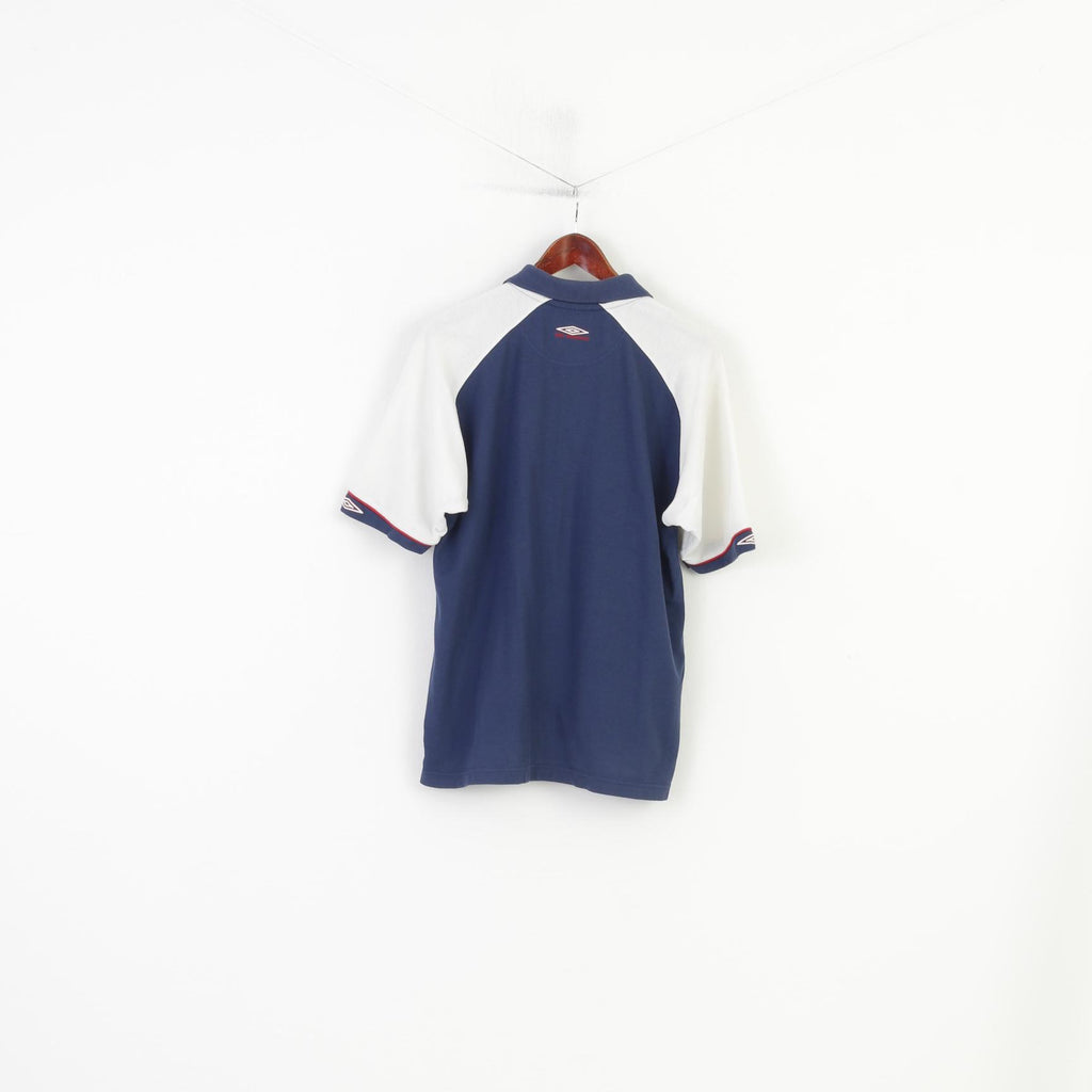 Umbro Men M 38 Polo Shirt Navy Cotton Sport Short Sleeve Vintage Top