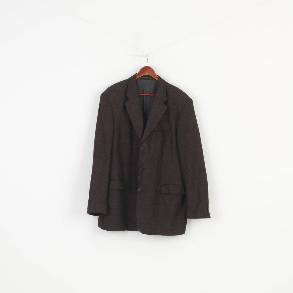 Hugo Boss Men 58 Blazer Wool Dark Brown Bottoms Breasted Jacket Top 