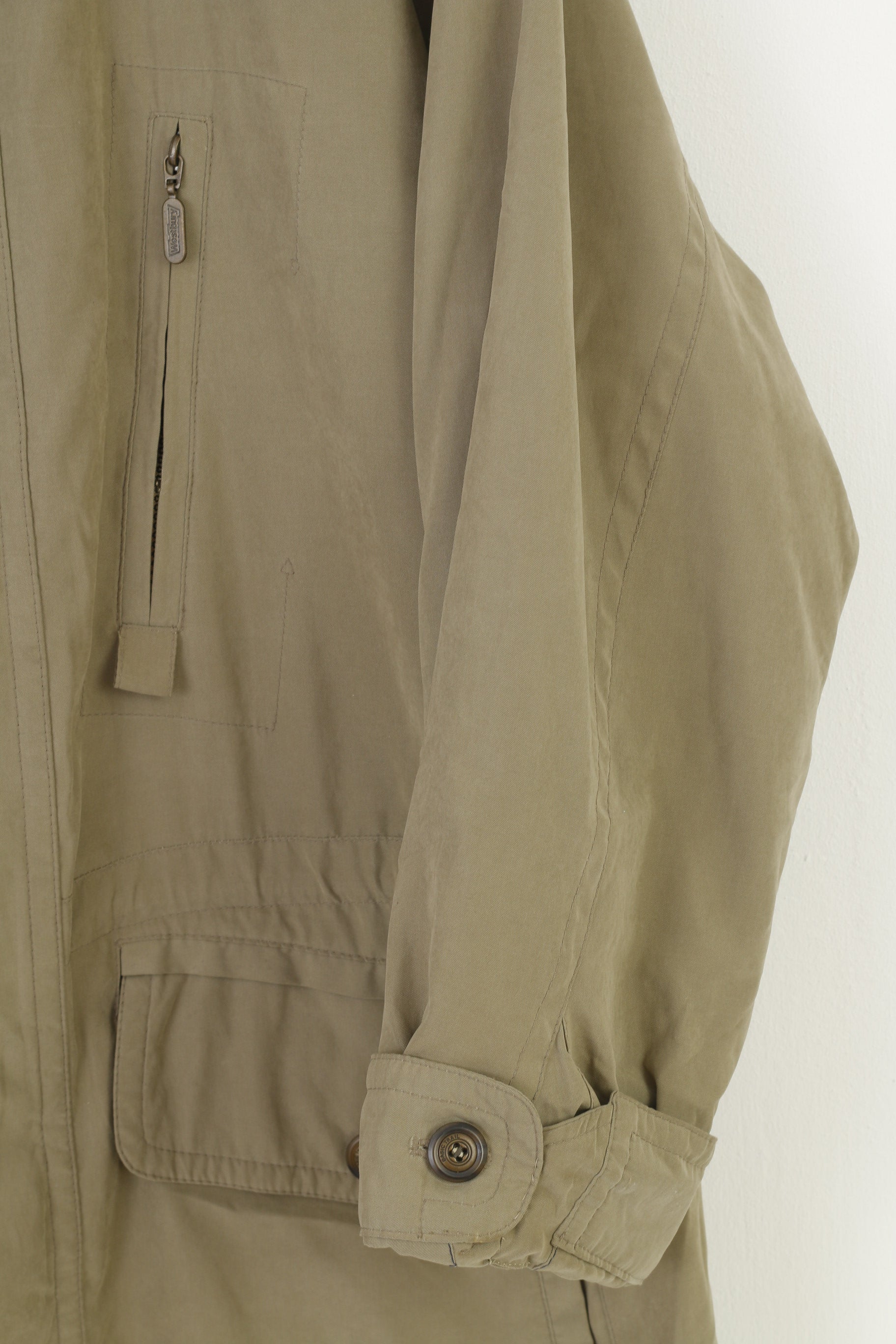 Westbury C&A Men 48 M Long Jacket Khaki Sympatex Full Zipper  Vintage Padded Top